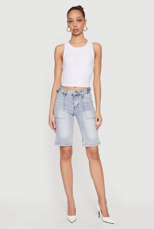 VIP Denim Bermuda Shorts with Strap Detail sold by Rainbow