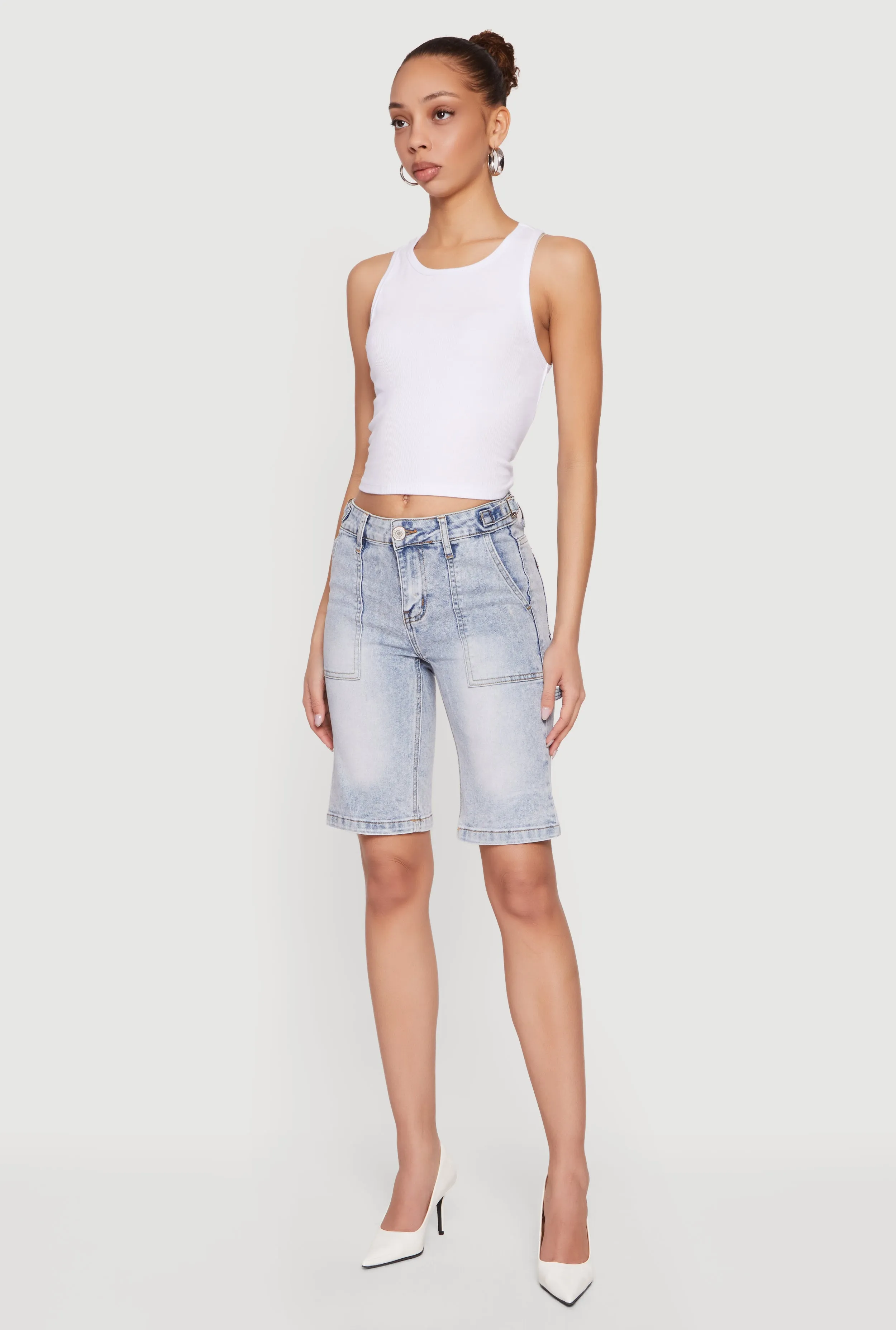 VIP Denim Bermuda Shorts with Strap Detail sold by Rainbow product image thumbnail 2