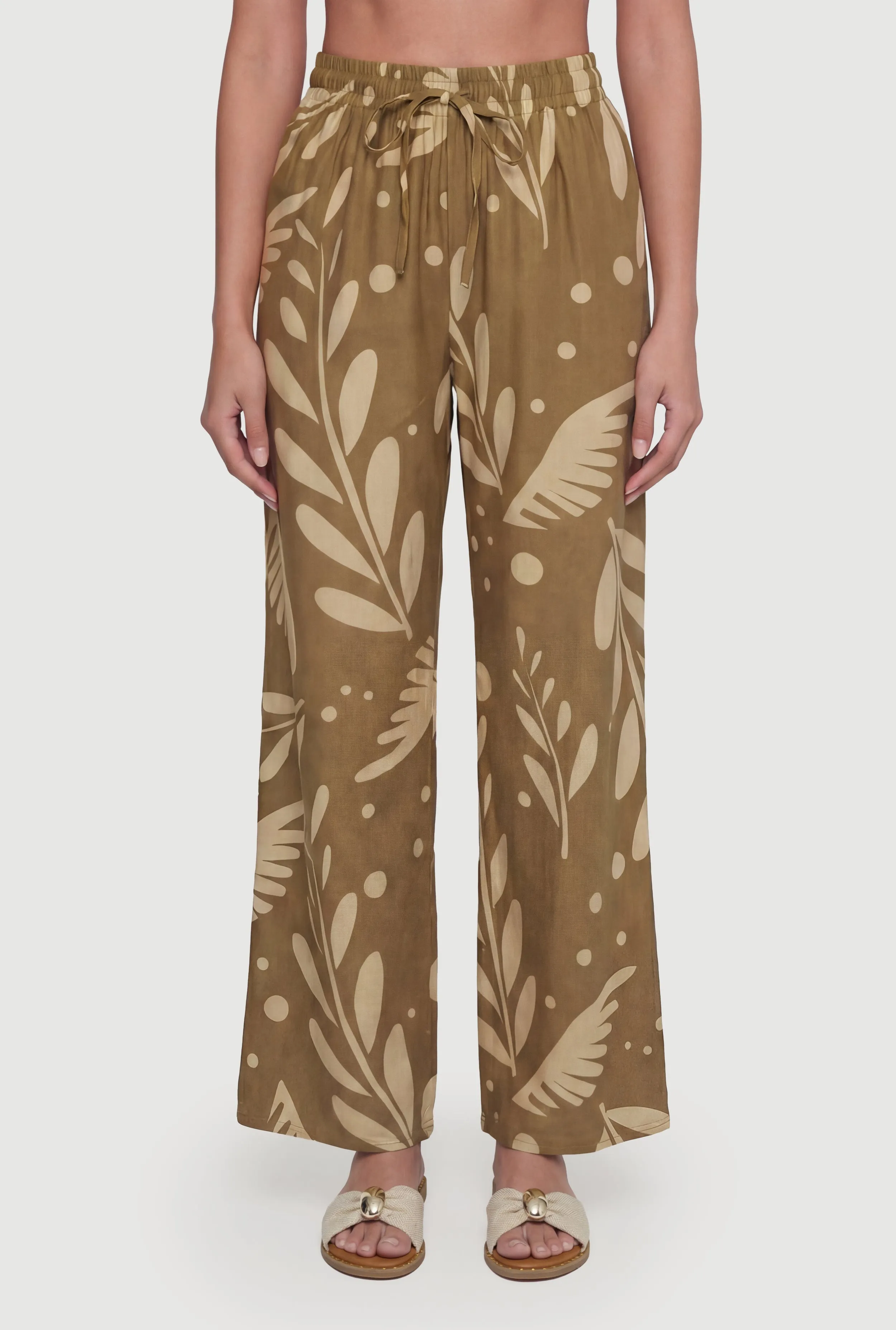 Floral Print Crepe Knit High Waisted Pull On Pants sold by Rainbow product image thumbnail 3