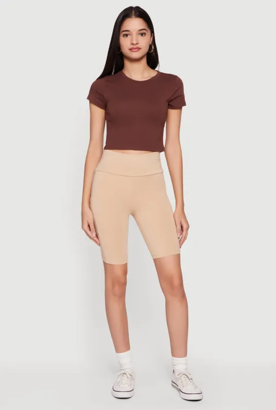 High Waisted Bike Shorts with Cell Phone Pockets sold by Rainbow