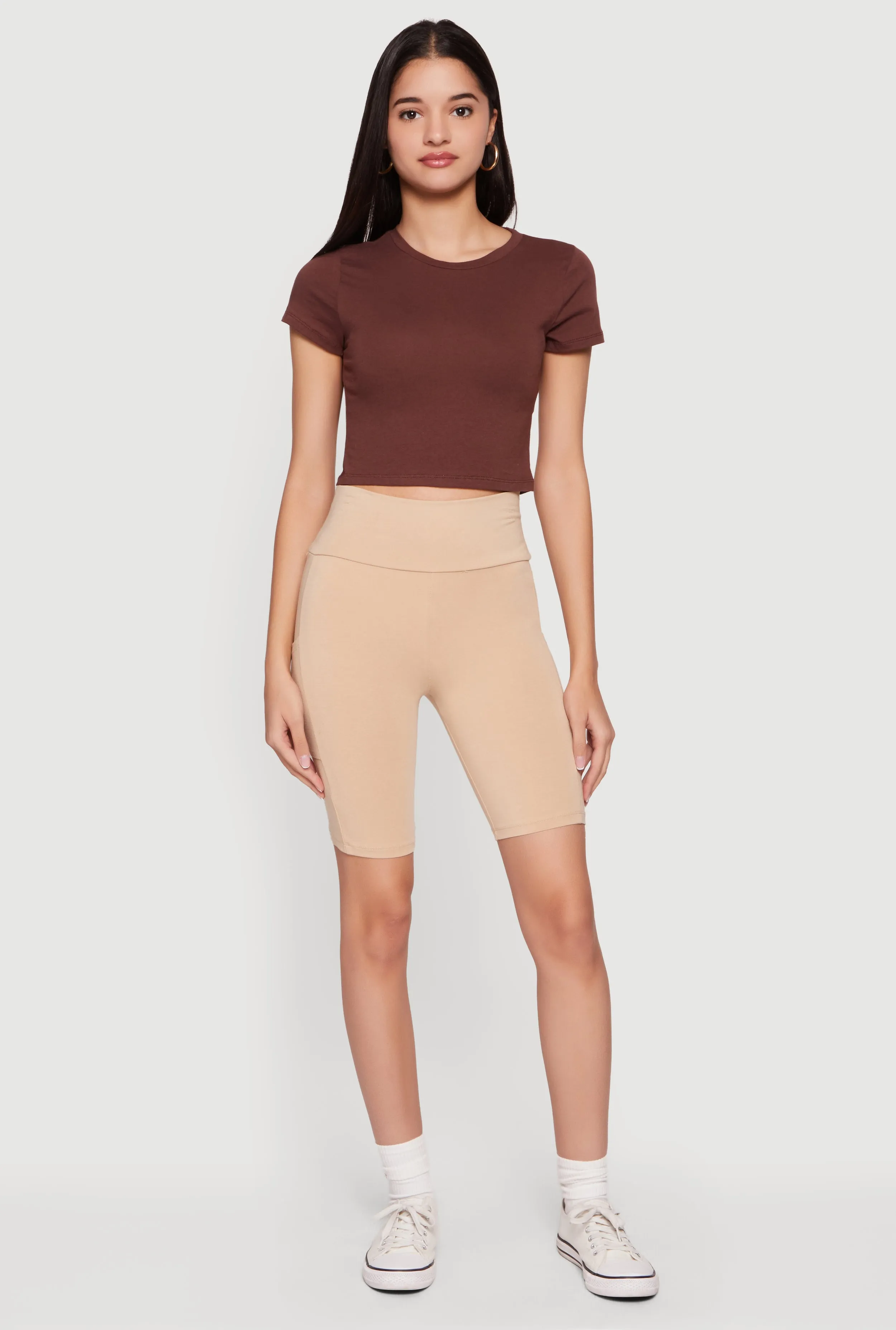 High Waisted Bike Shorts with Cell Phone Pockets sold by Rainbow