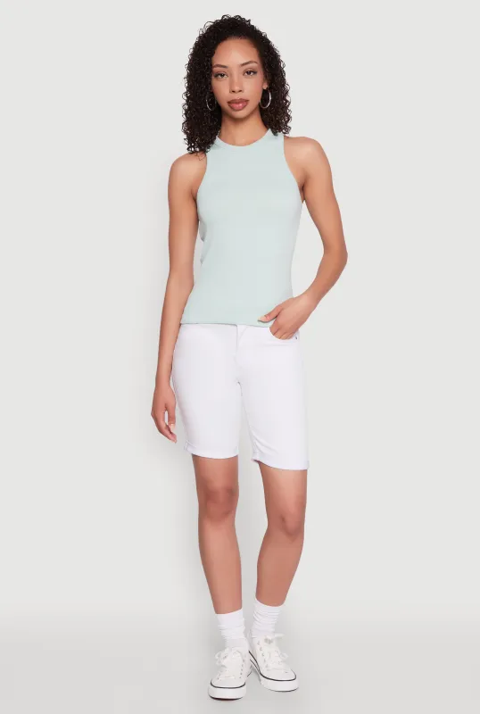 Seamless Rib Knit Crew Neck Tank Top sold by Rainbow