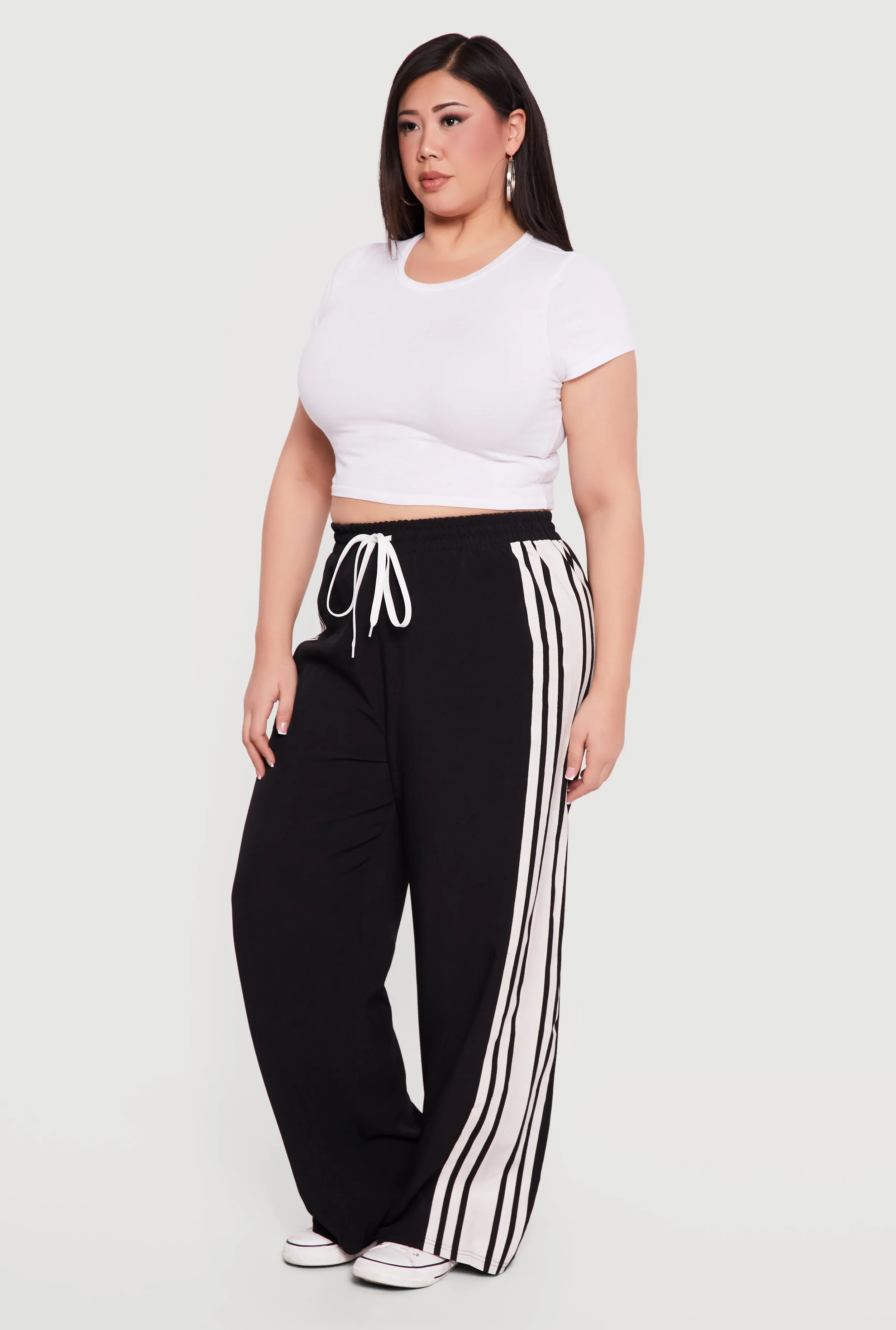 Plus Size Side Stripe Drawstring Waist Track Pants sold by Rainbow product image thumbnail 2
