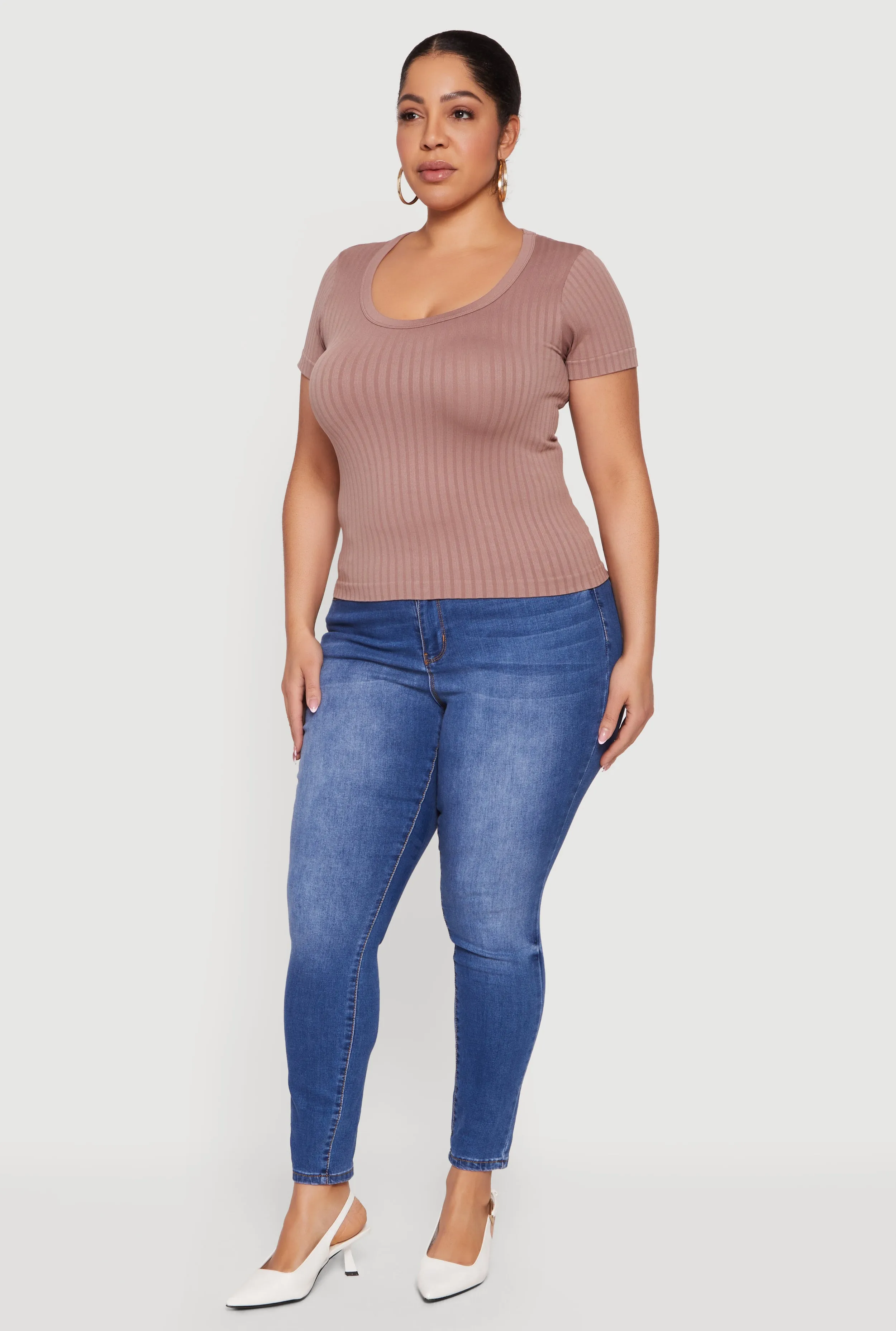 Plus Size Ribbed Knit Scoop Neck Shirt sold by Rainbow product image thumbnail 3