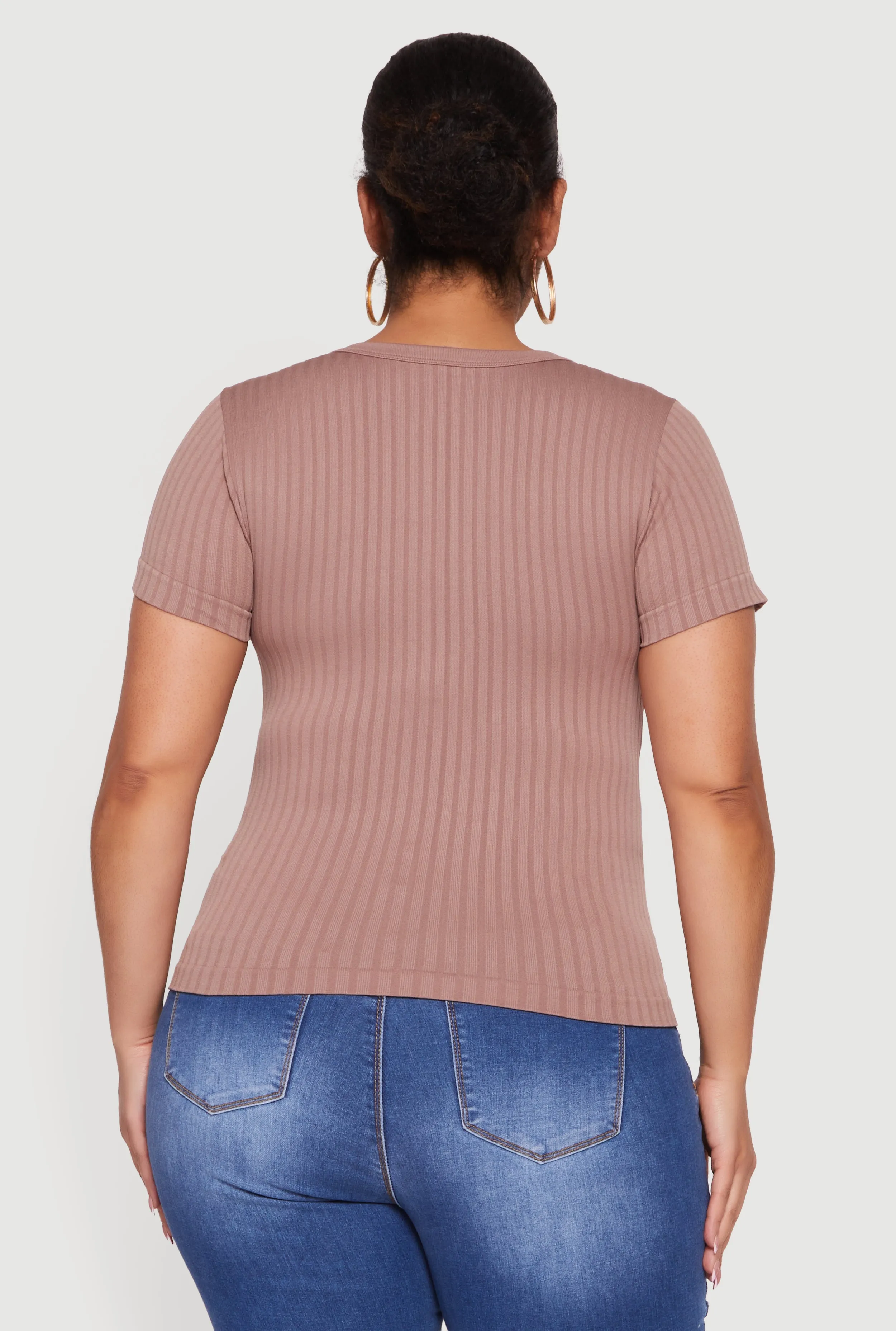 Plus Size Ribbed Knit Scoop Neck Shirt sold by Rainbow product image thumbnail 5