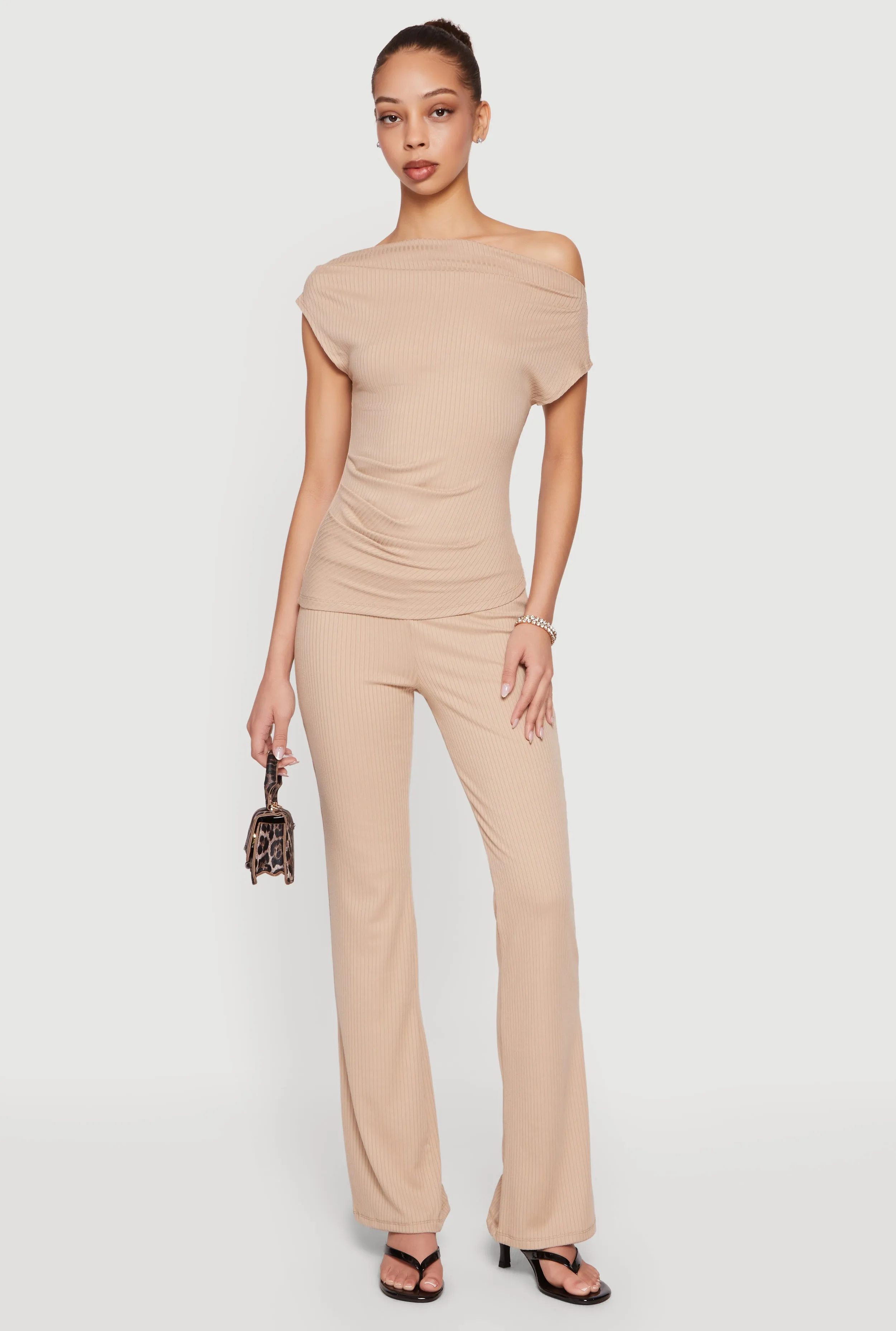 Ribbed Knit Straight Leg Pull On Pants sold by Rainbow product image thumbnail 2