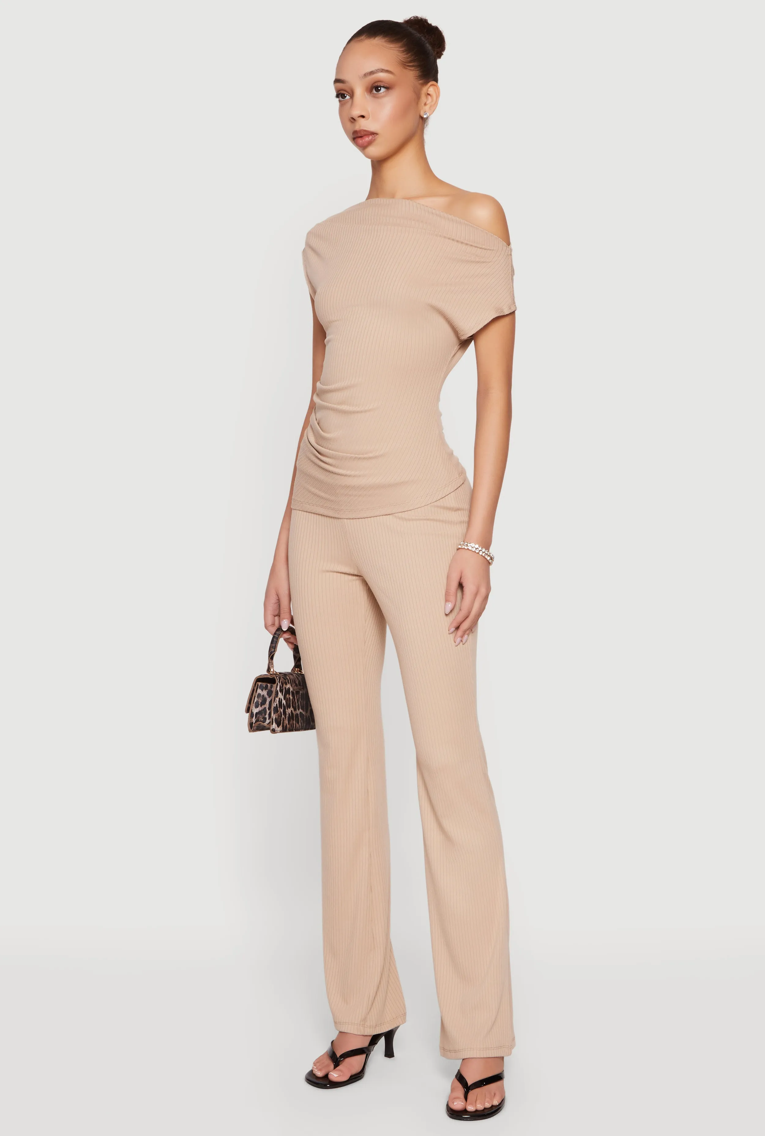 Ribbed Knit Straight Leg Pull On Pants sold by Rainbow product image thumbnail 2