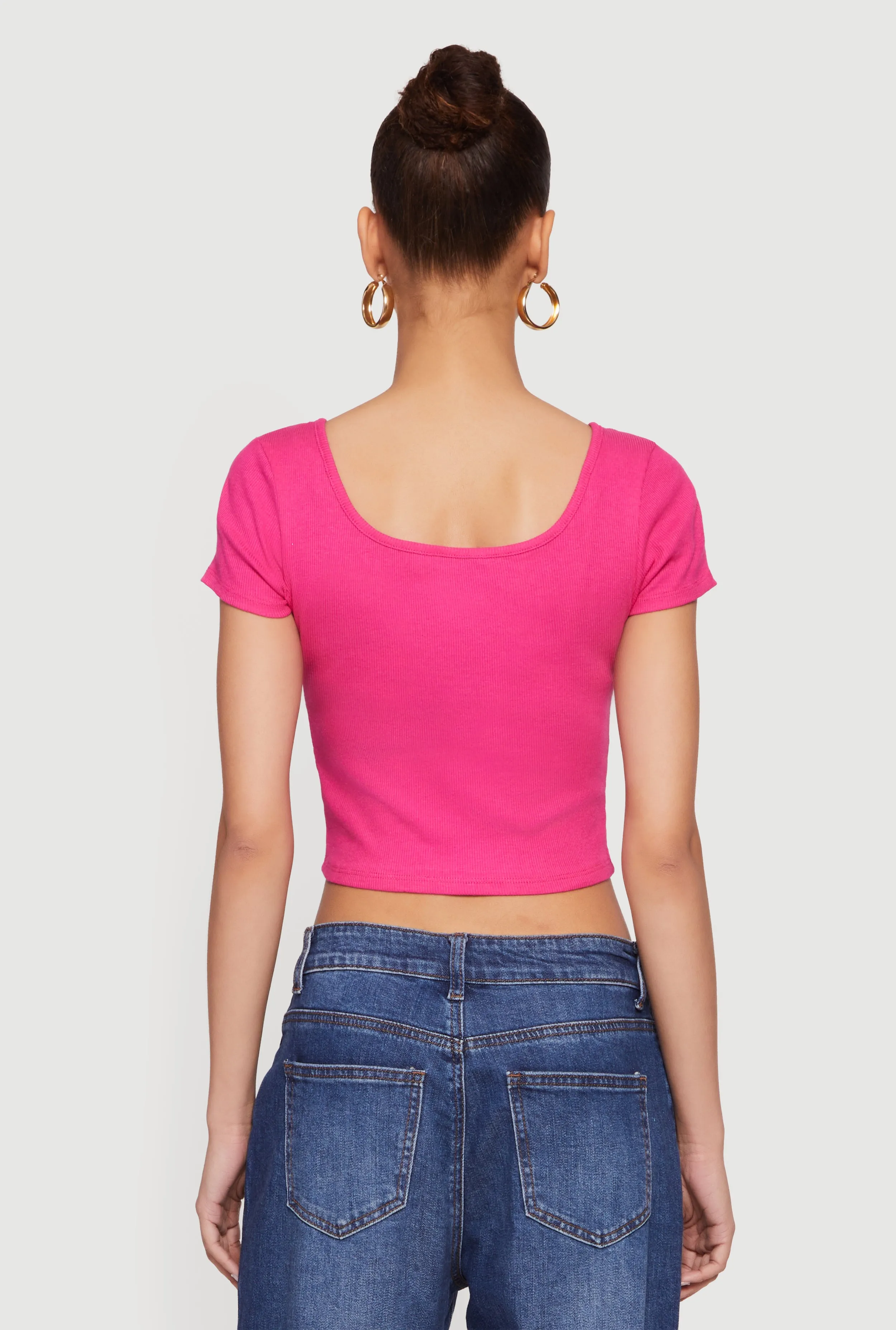 Rib Knit Hook and Eye Front Corset Crop Top sold by Rainbow product image thumbnail 5