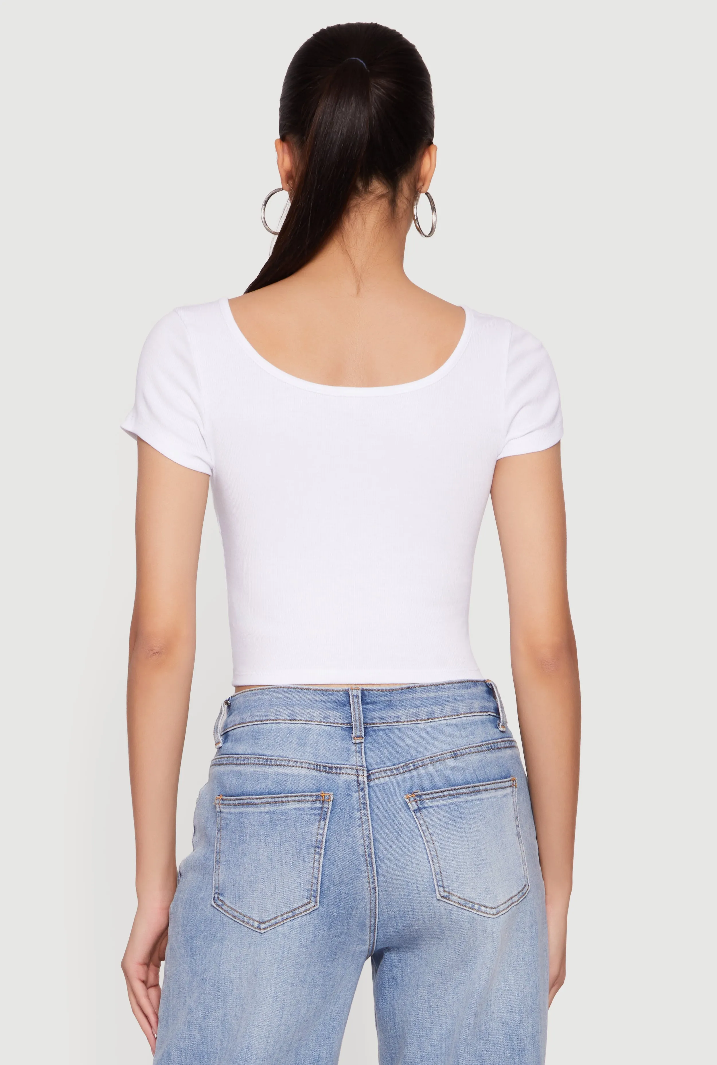 Rib Knit Hook and Eye Front Corset Crop Top sold by Rainbow product image thumbnail 5