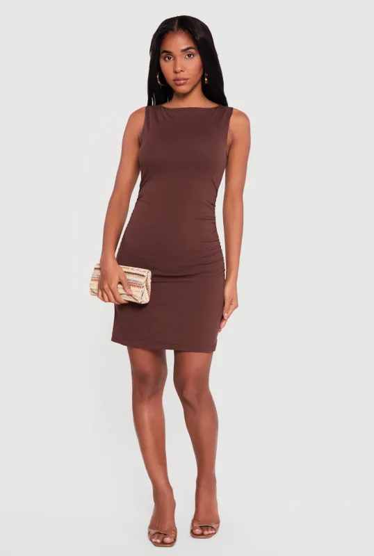 Boat Neck Side Ruched Midi Dress sold by Rainbow