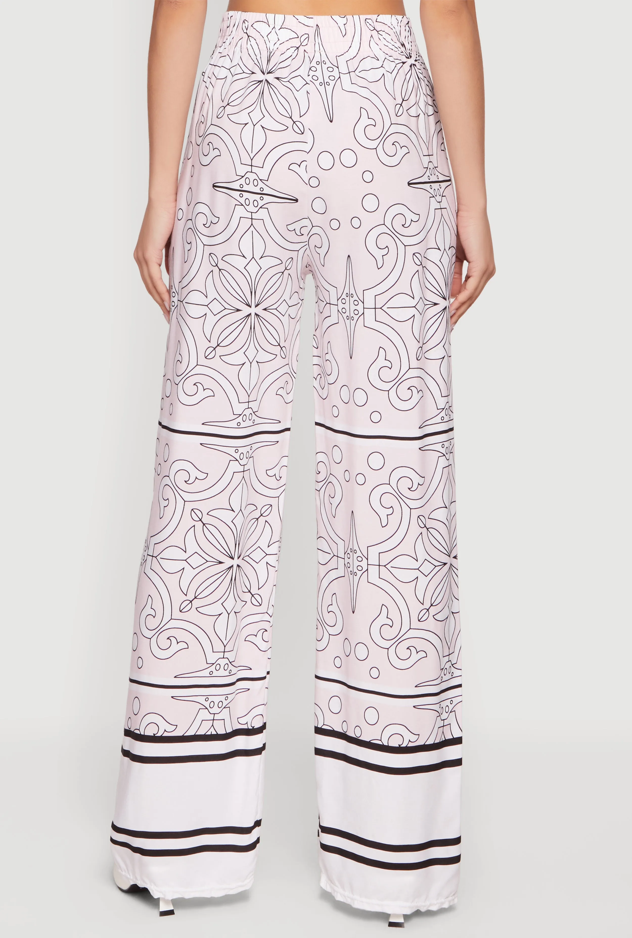 Patterned Drawstring Detail Pull On Wide Leg Pants sold by Rainbow product image thumbnail 5