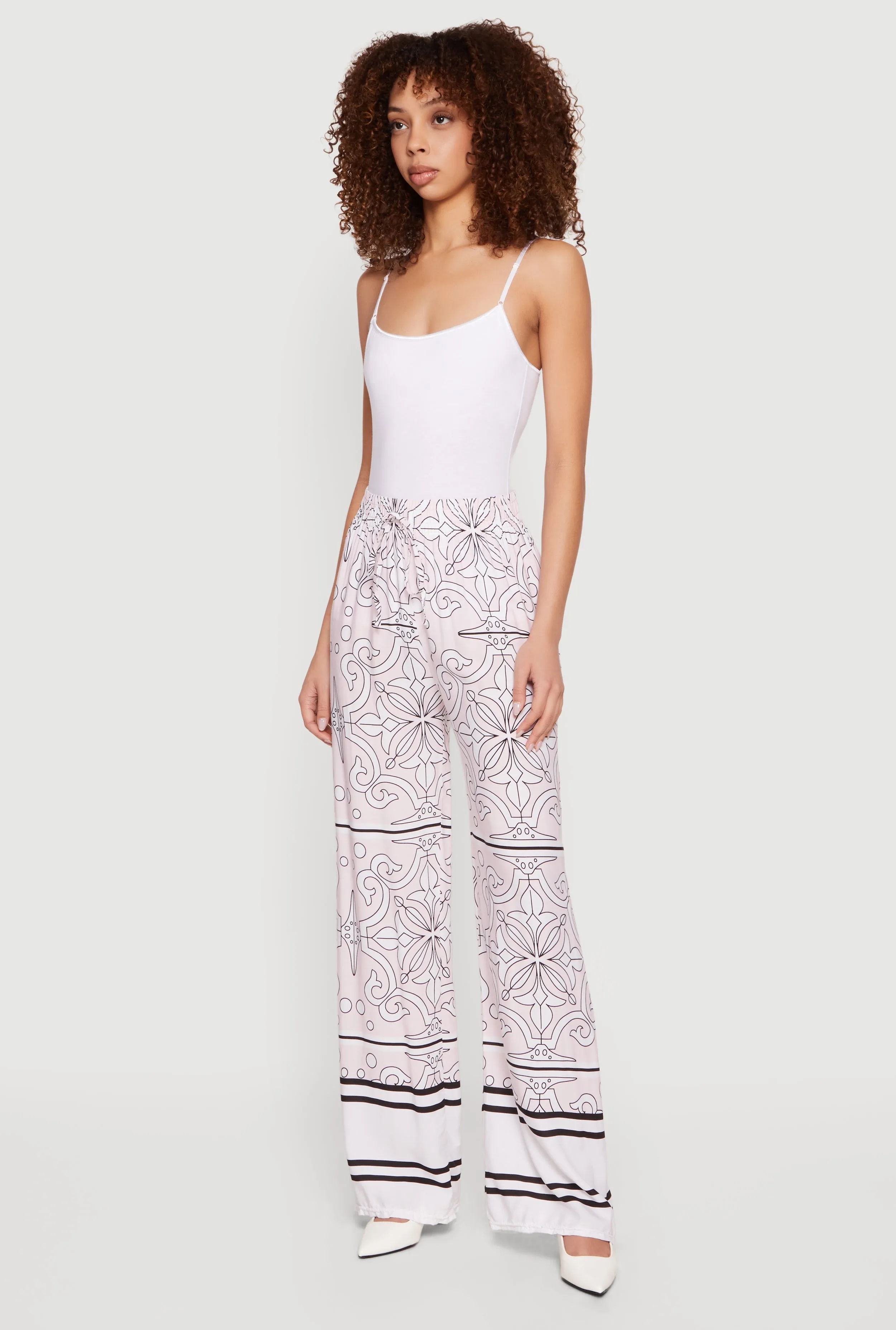 Patterned Drawstring Detail Pull On Wide Leg Pants sold by Rainbow product image thumbnail 2