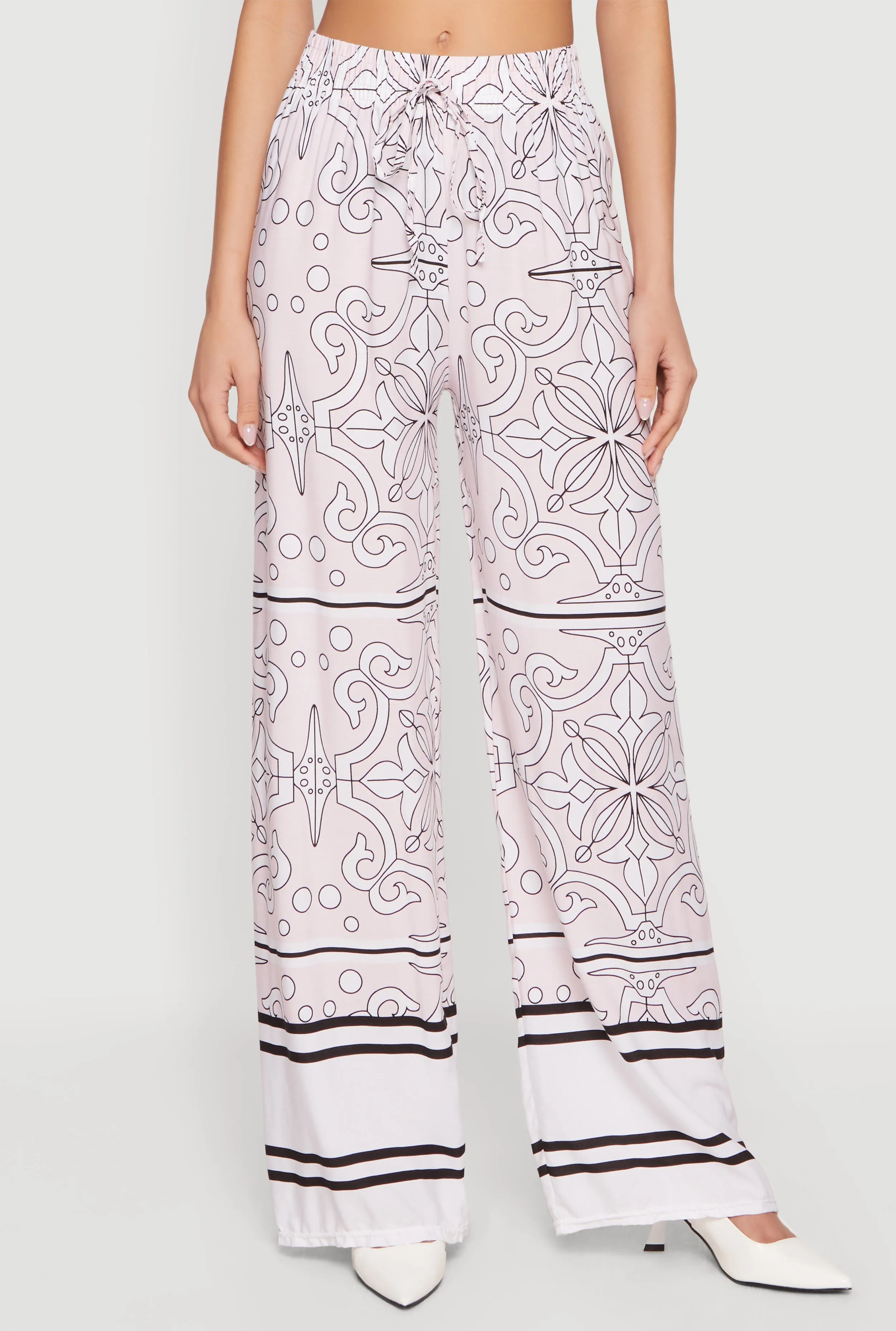 Patterned Drawstring Detail Pull On Wide Leg Pants sold by Rainbow product image thumbnail 3