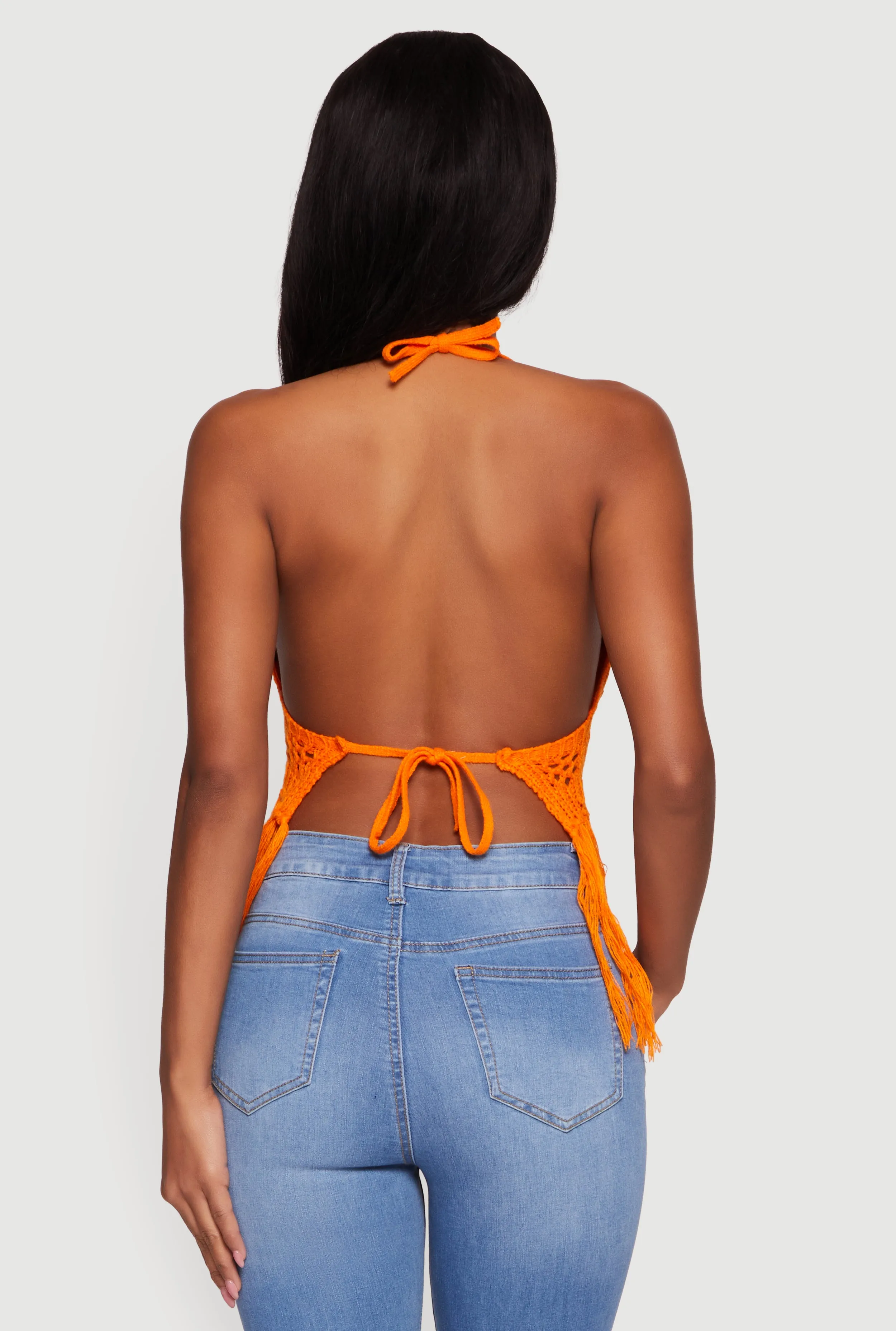 Crochet Tie Back Fringe Halter Top sold by Rainbow product image thumbnail 5