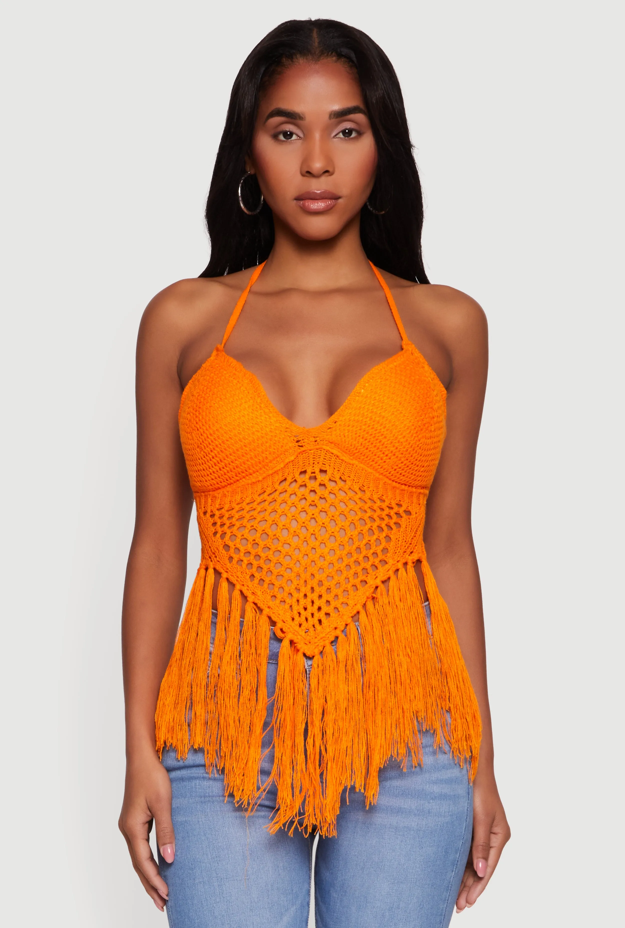 Crochet Tie Back Fringe Halter Top sold by Rainbow product image thumbnail 2