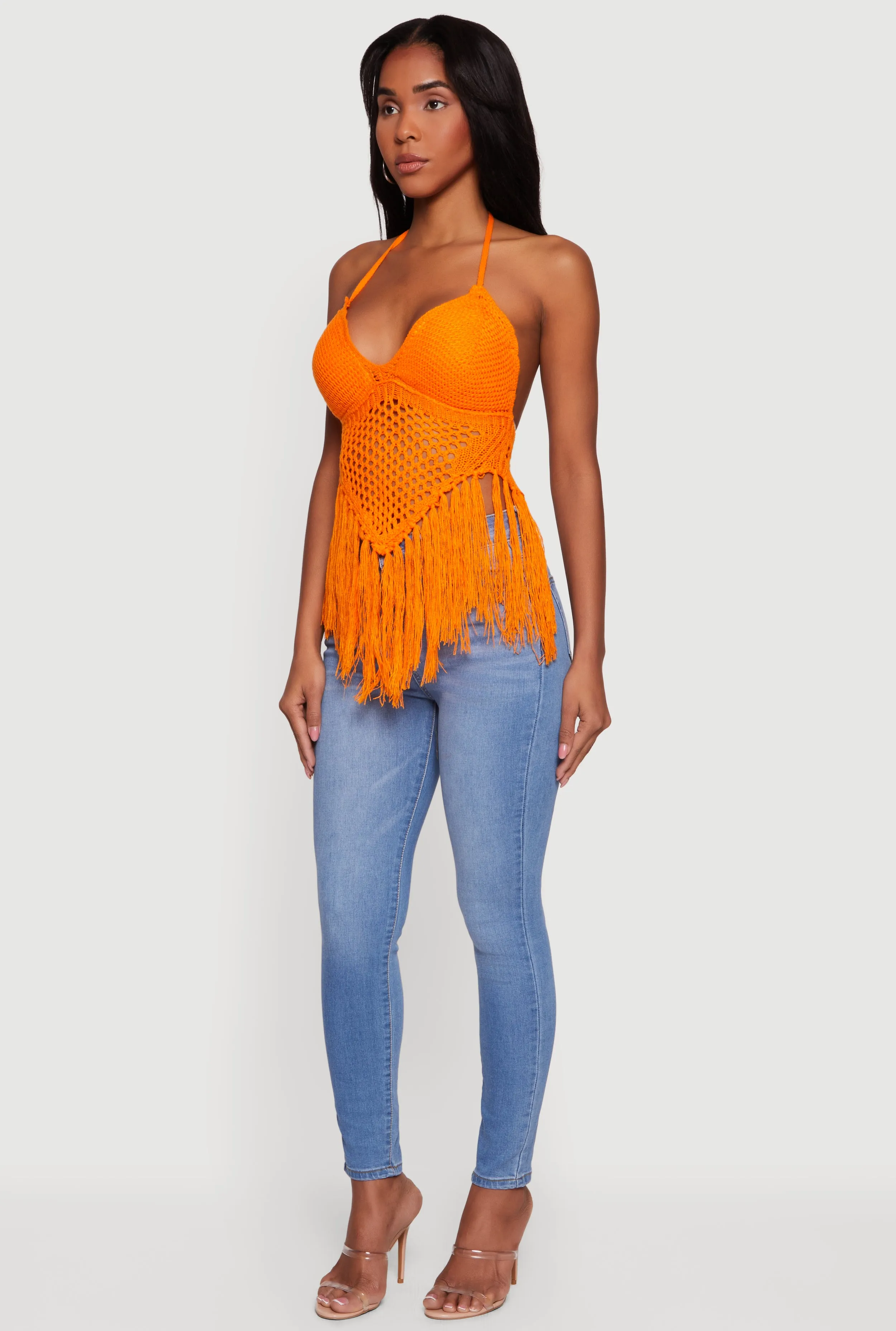 Crochet Tie Back Fringe Halter Top sold by Rainbow product image thumbnail 3