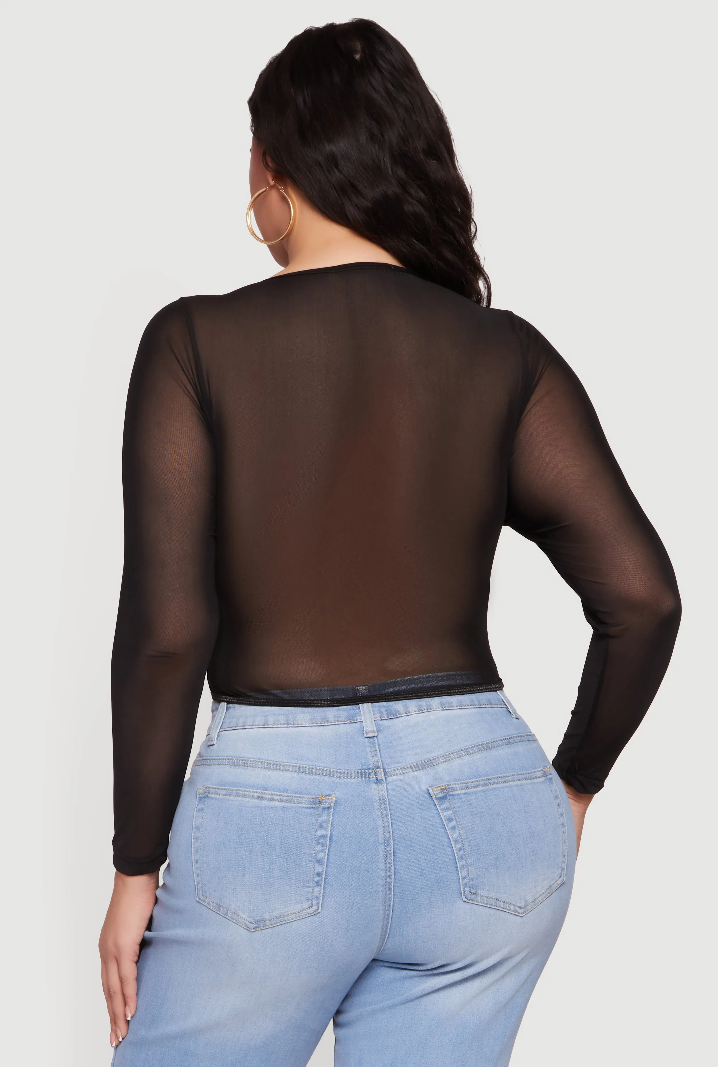 Plus Size Lace Long Sleeve Corset Crop Top sold by Rainbow product image thumbnail 5