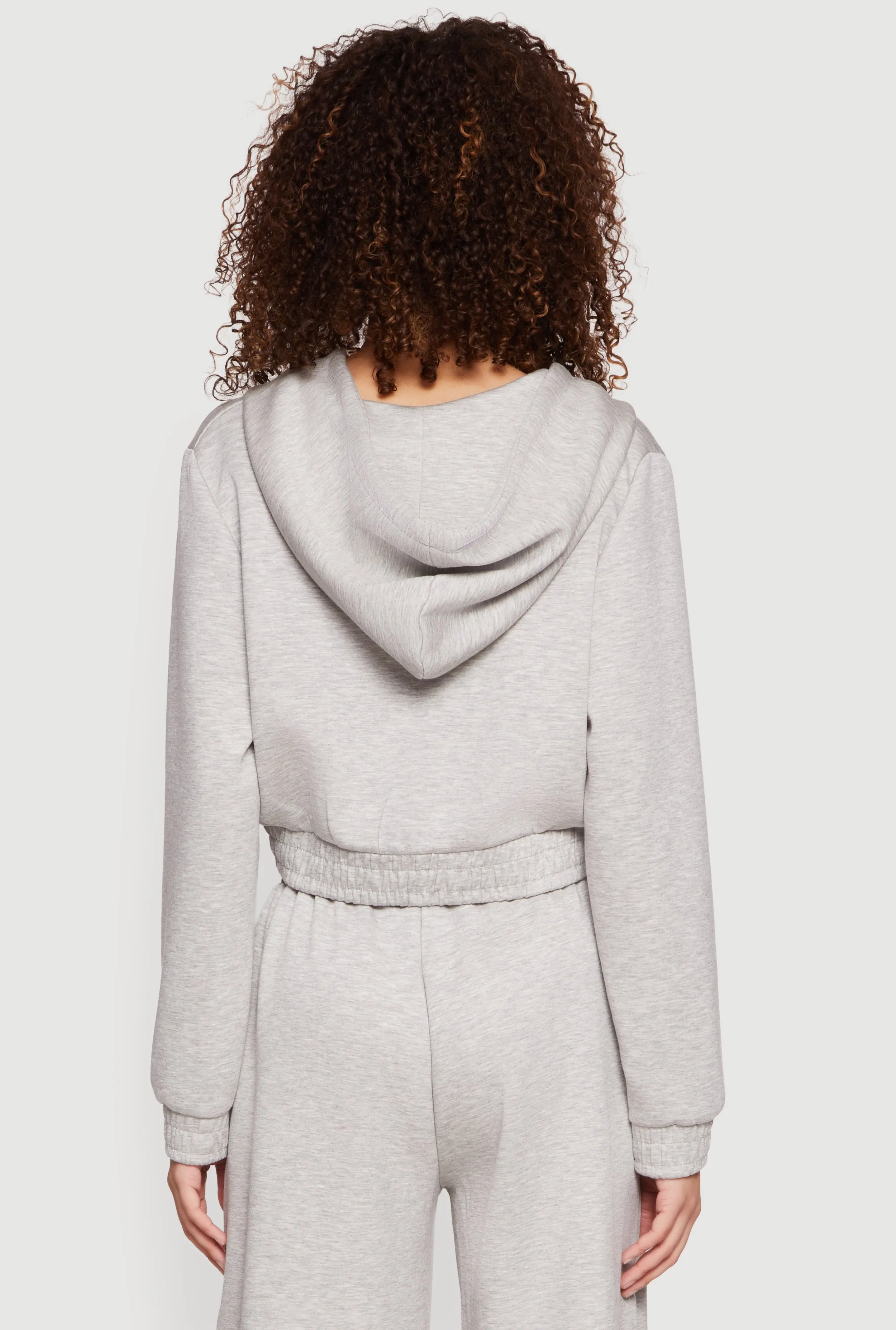 Cropped Long Sleeve Zip Front Drawstring Hoodie sold by Rainbow product image thumbnail 5