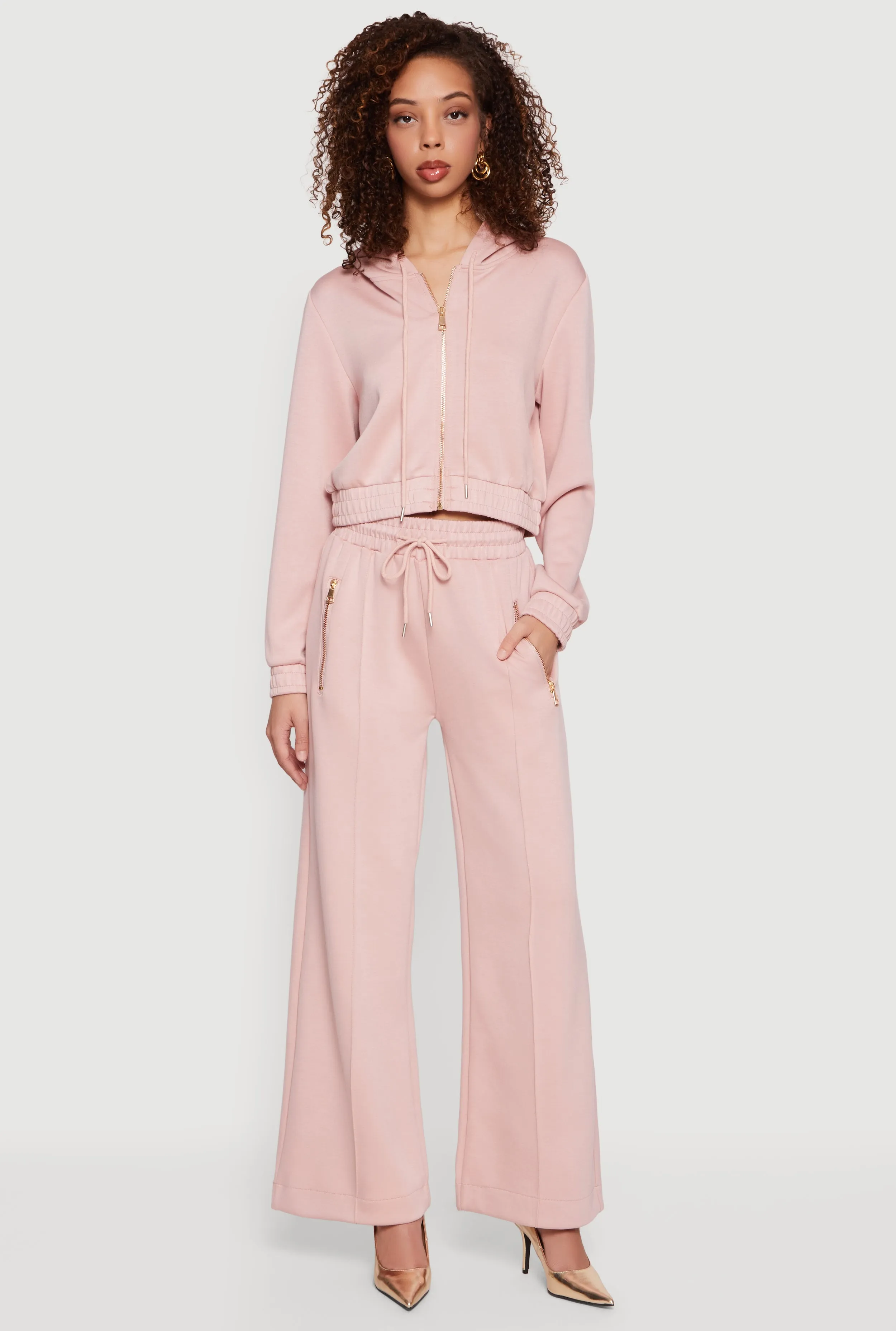 Pintuck Drawstring Waist Flare Sweatpants sold by Rainbow