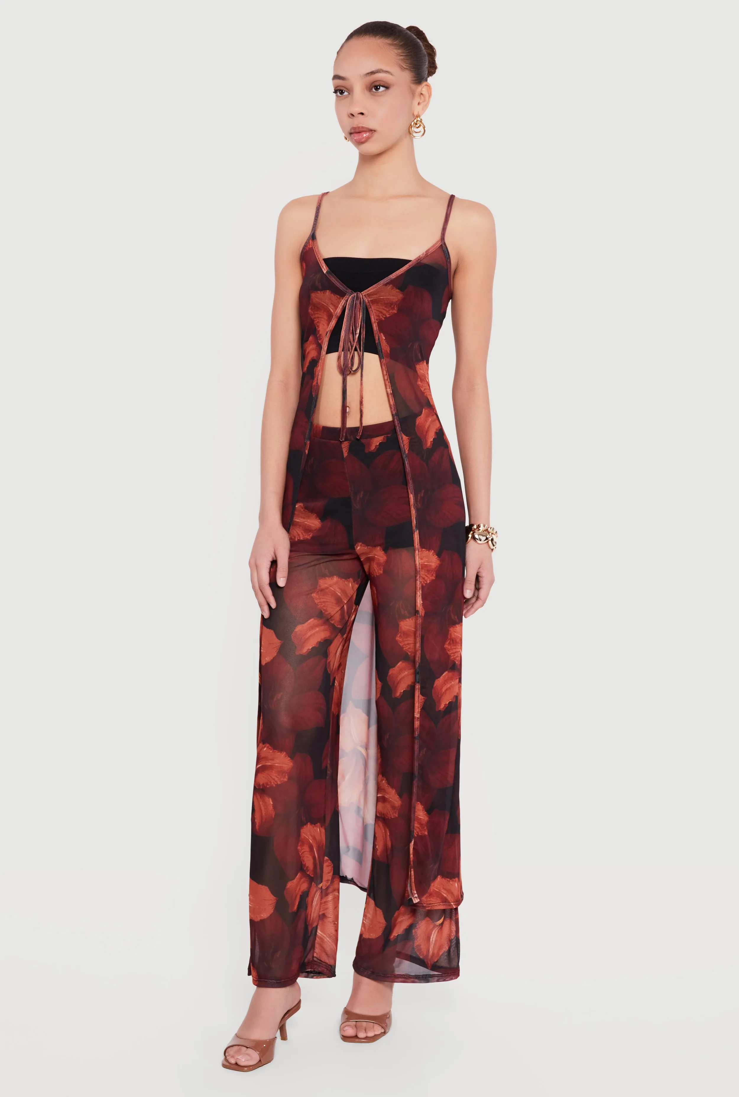 Mid Rise Floral Print Mesh Pants sold by Rainbow product image thumbnail 2
