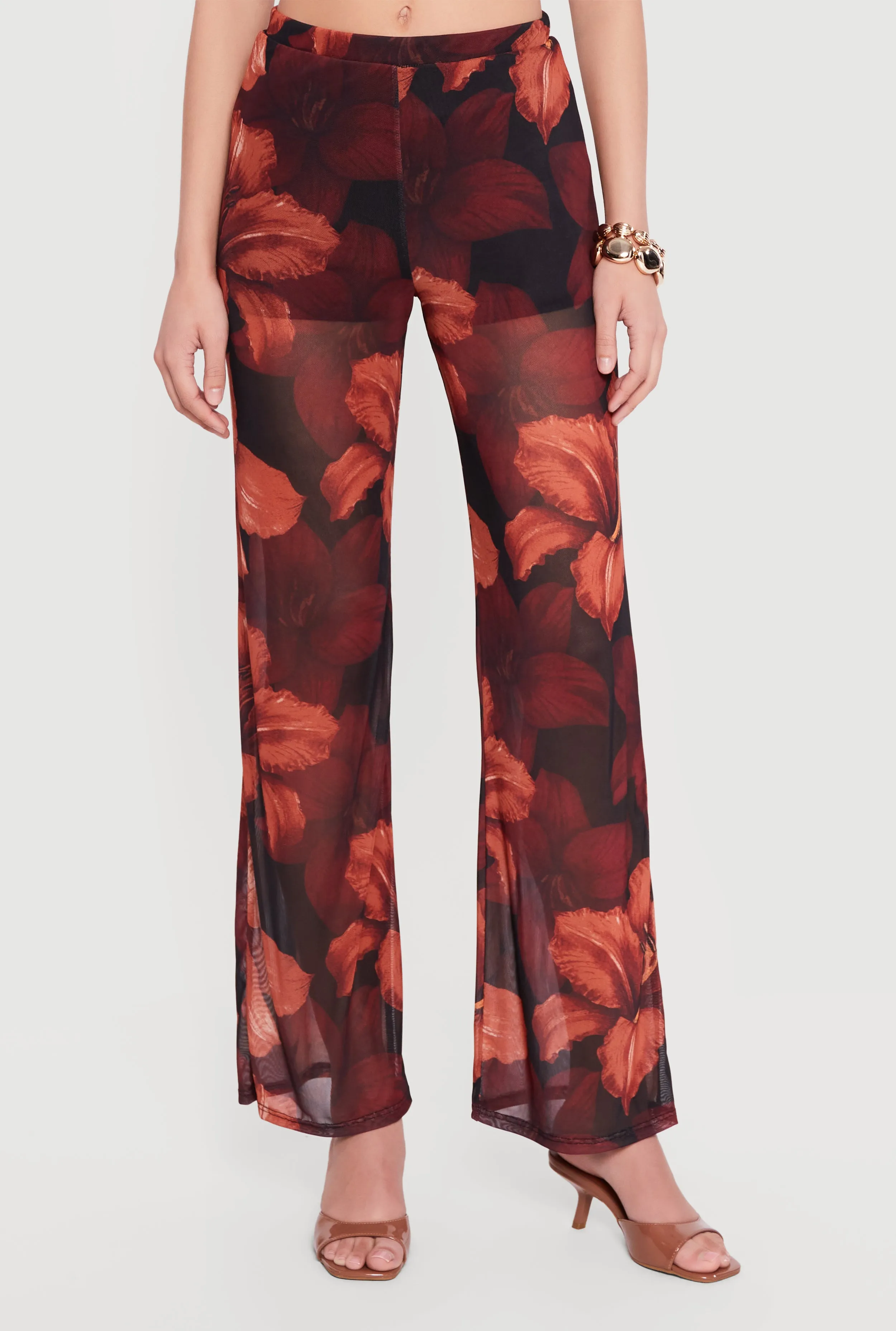 Mid Rise Floral Print Mesh Pants sold by Rainbow product image thumbnail 3