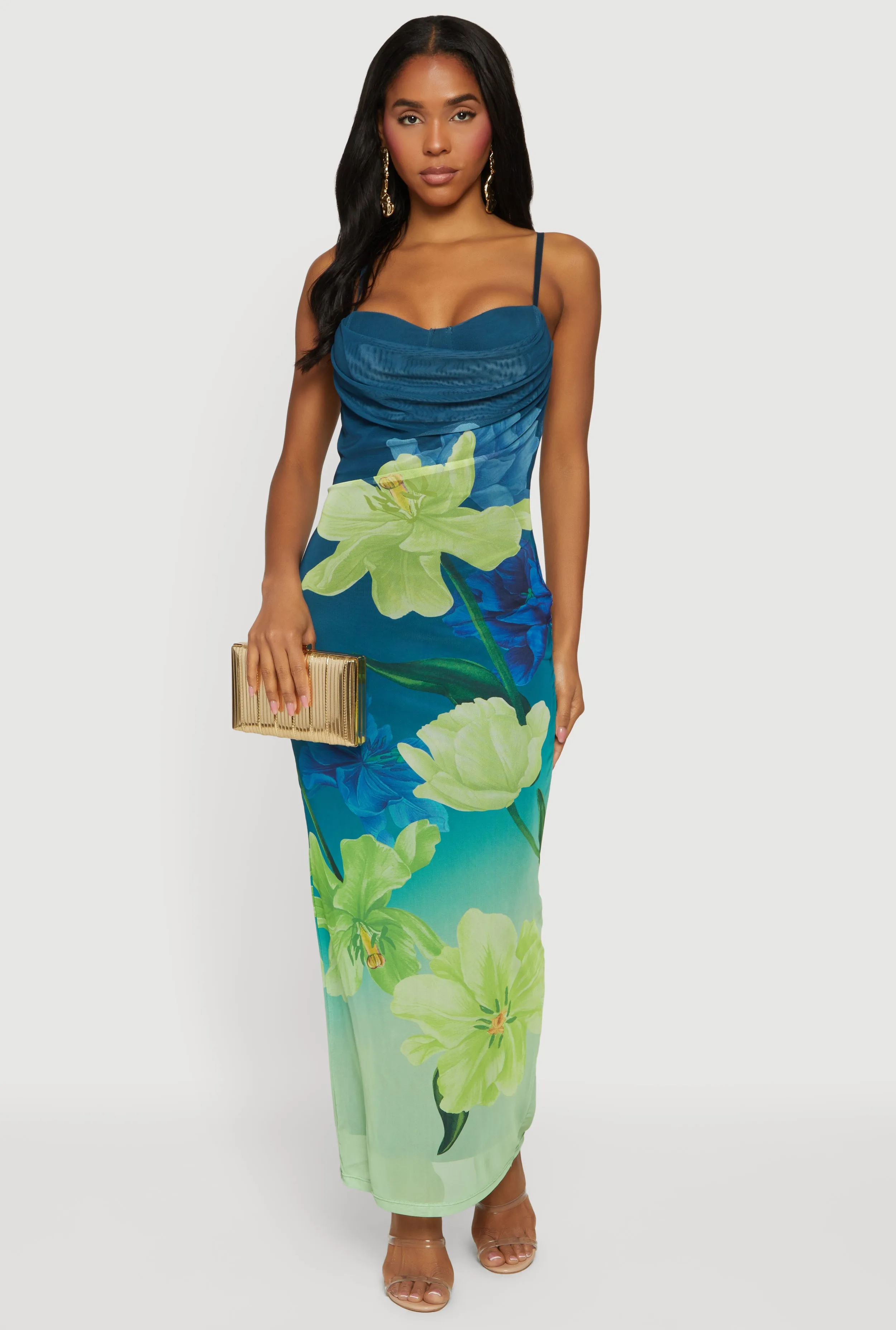 Almost Famous Sweetheart Cowl Neck Floral Bustier Dress sold by Rainbow product image thumbnail 2