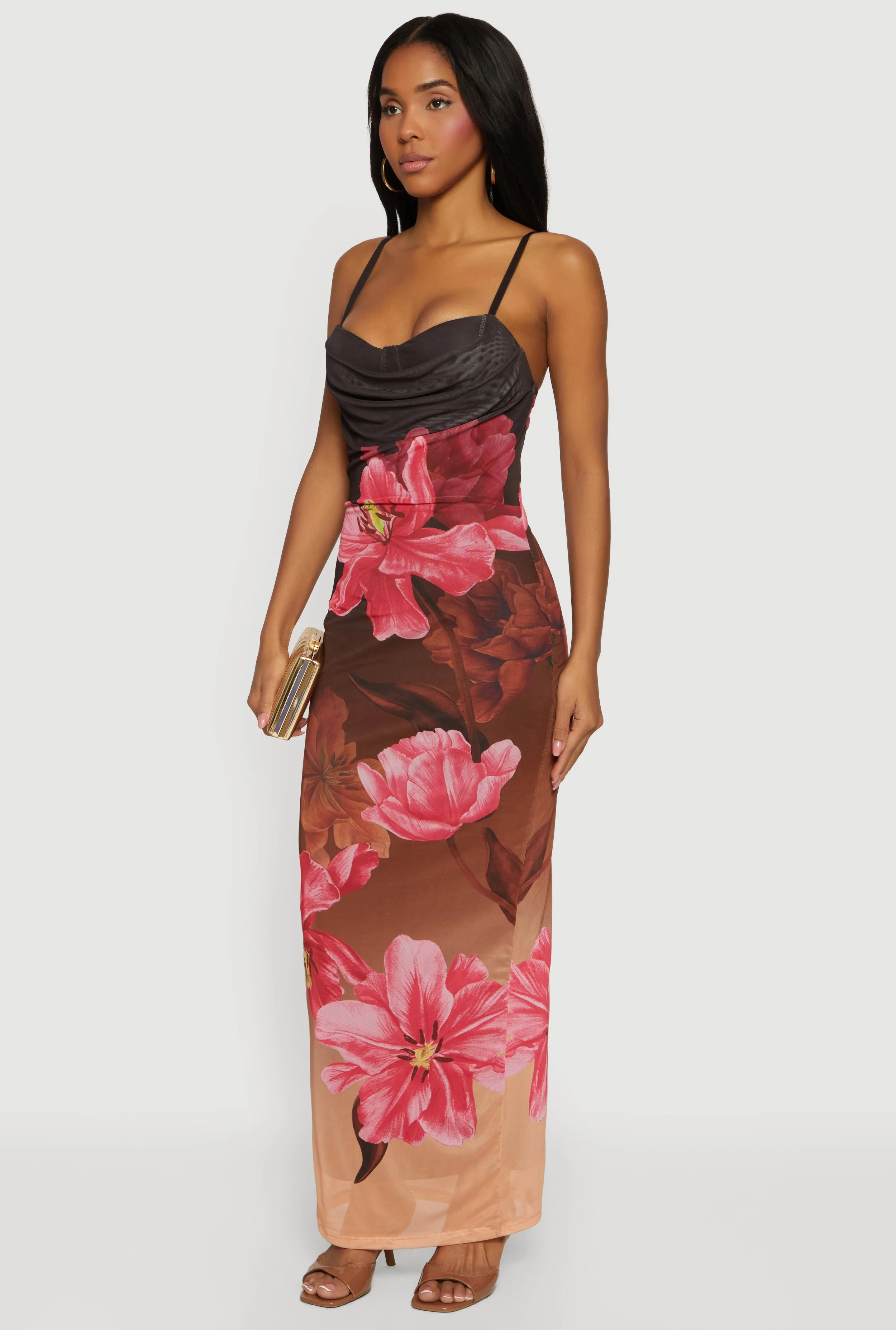 Almost Famous Sweetheart Cowl Neck Floral Bustier Dress sold by Rainbow product image thumbnail 2