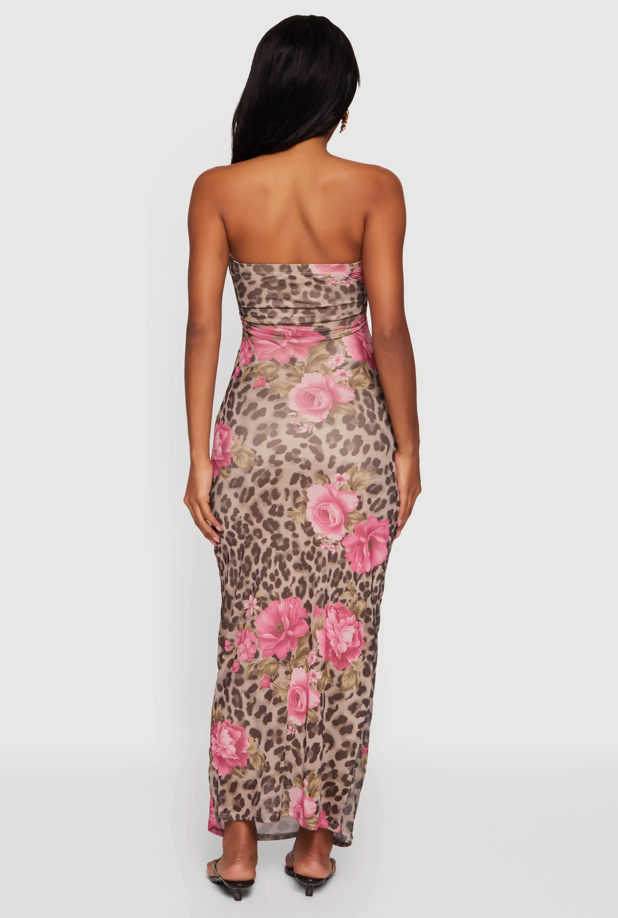 Patterned Keyhole Front Ruched Maxi Tube Dress sold by Rainbow product image thumbnail 3