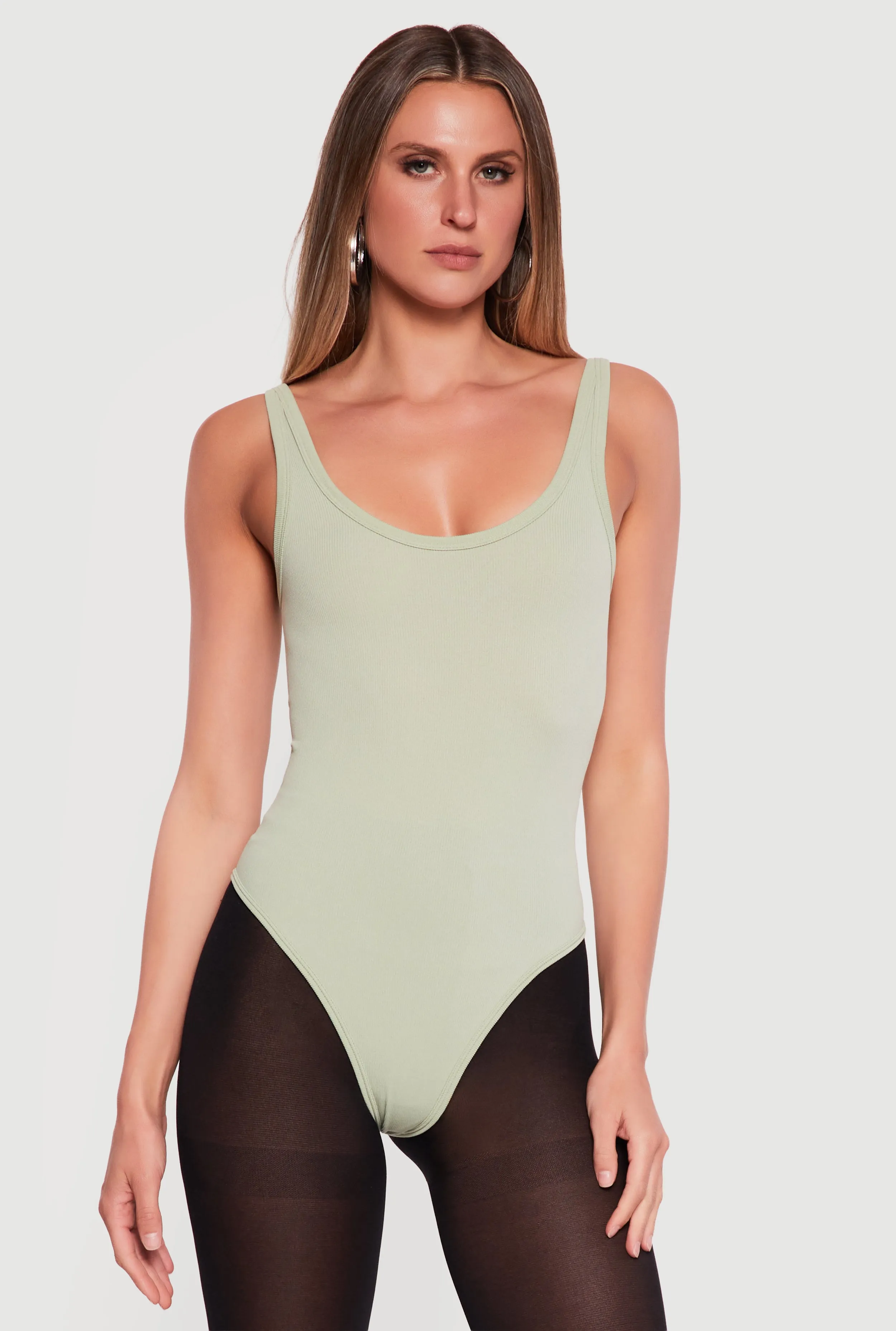Ribbed Knit Scoop Neck Tank Bodysuit sold by Rainbow product image thumbnail 2