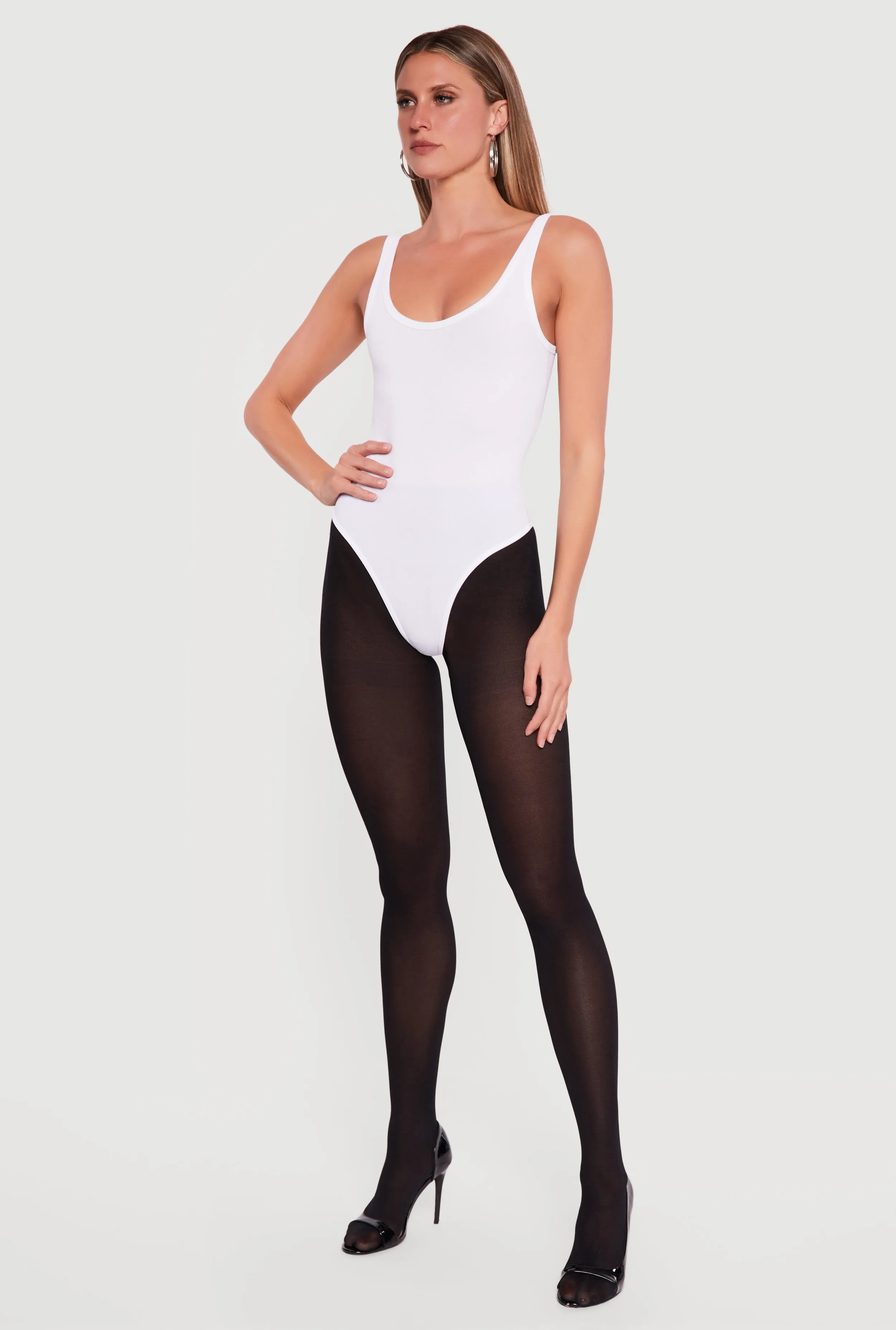 Ribbed Knit Scoop Neck Tank Bodysuit sold by Rainbow product image thumbnail 3