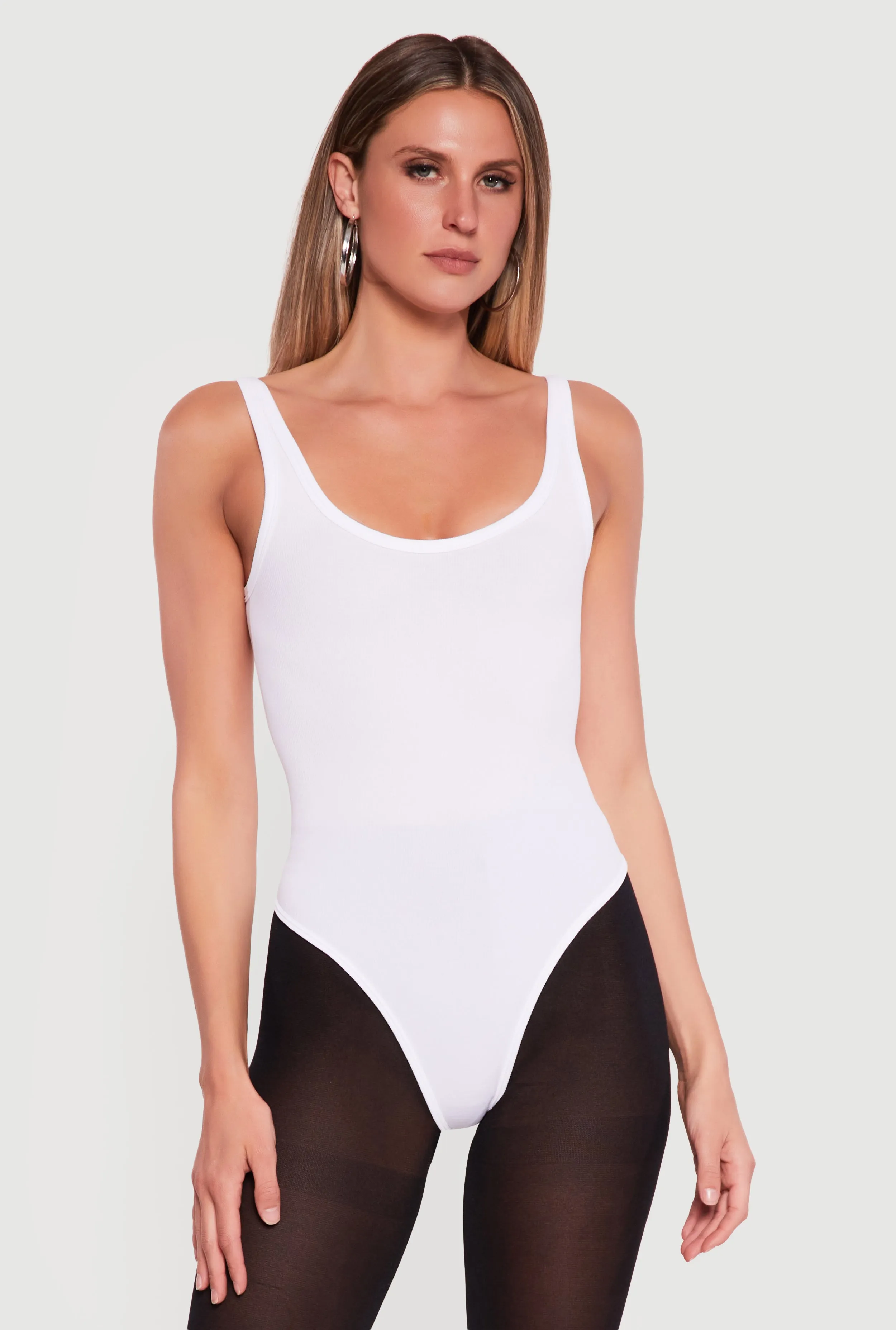 Ribbed Knit Scoop Neck Tank Bodysuit sold by Rainbow product image thumbnail 2