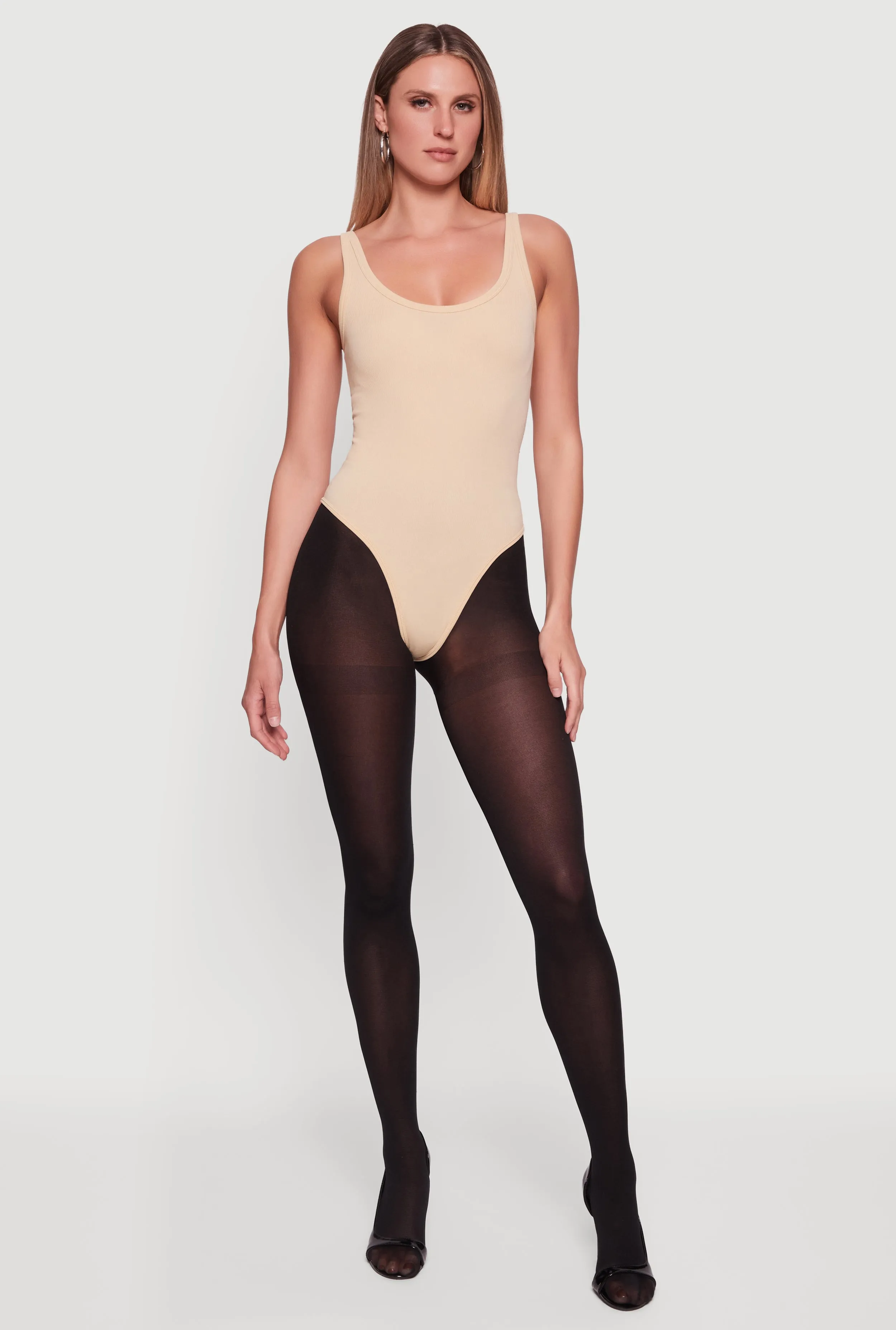 Ribbed Knit Scoop Neck Tank Bodysuit sold by Rainbow product image thumbnail 5