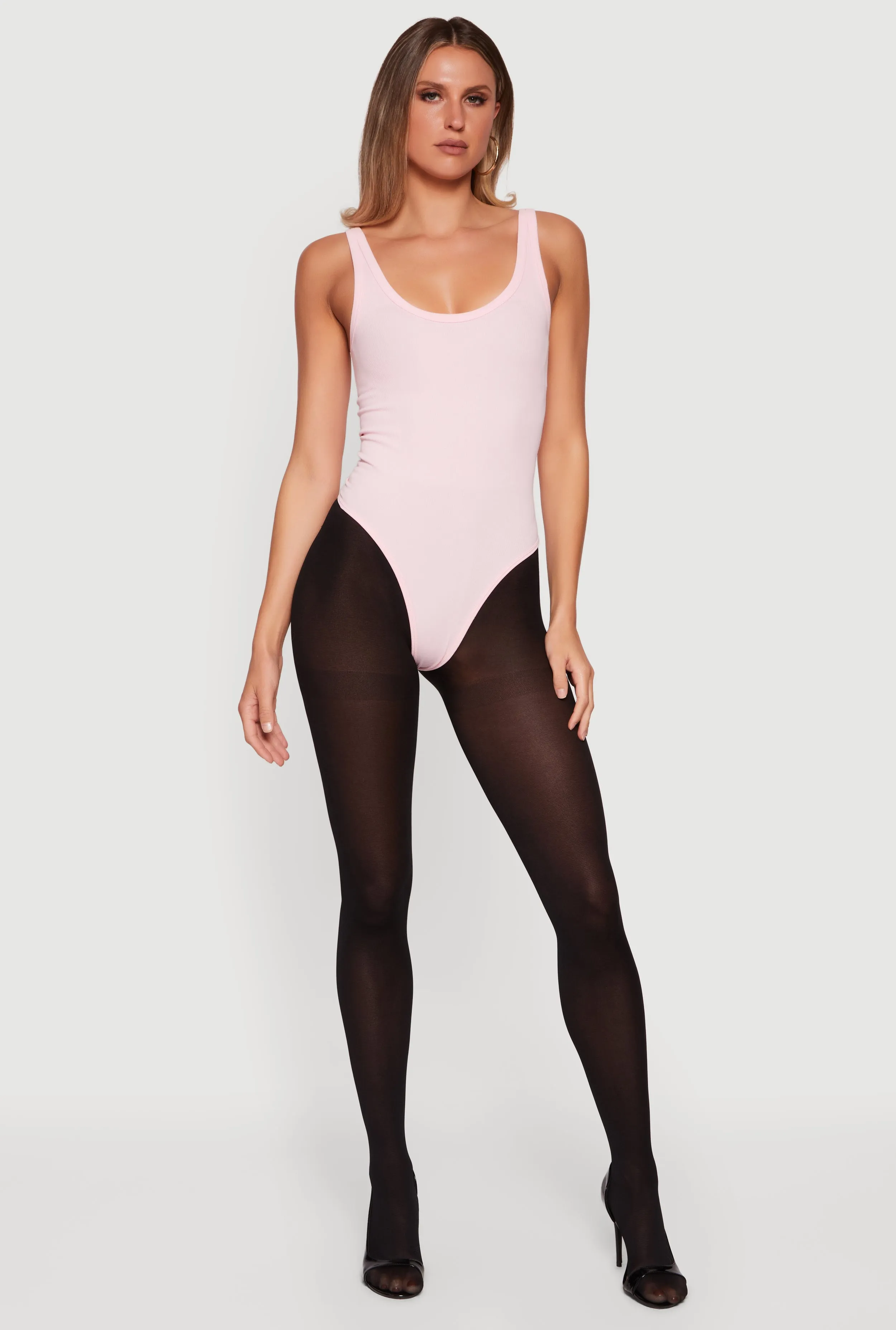 Ribbed Knit Scoop Neck Tank Bodysuit sold by Rainbow product image thumbnail 3