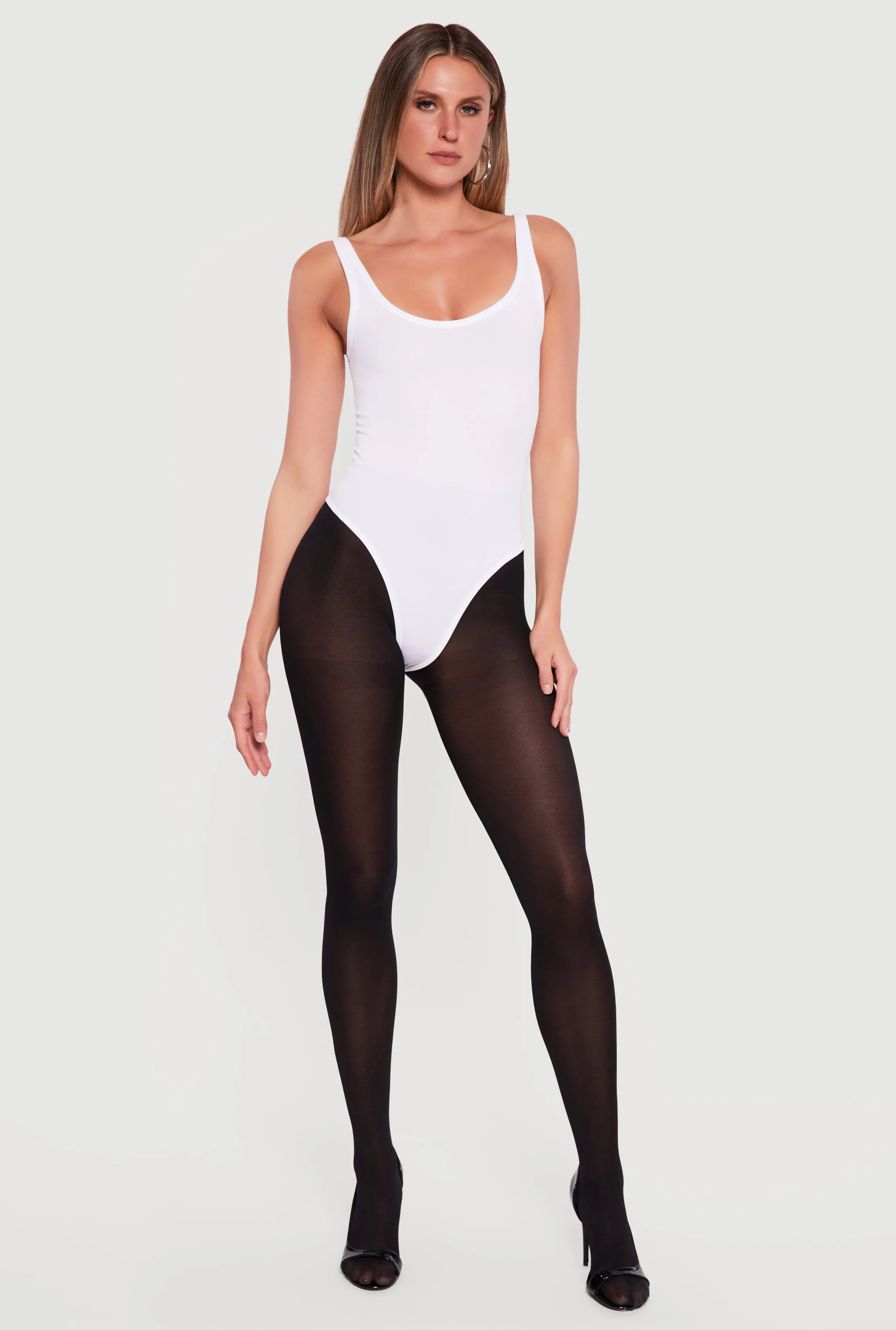 Ribbed Knit Scoop Neck Tank Bodysuit sold by Rainbow product image thumbnail 2