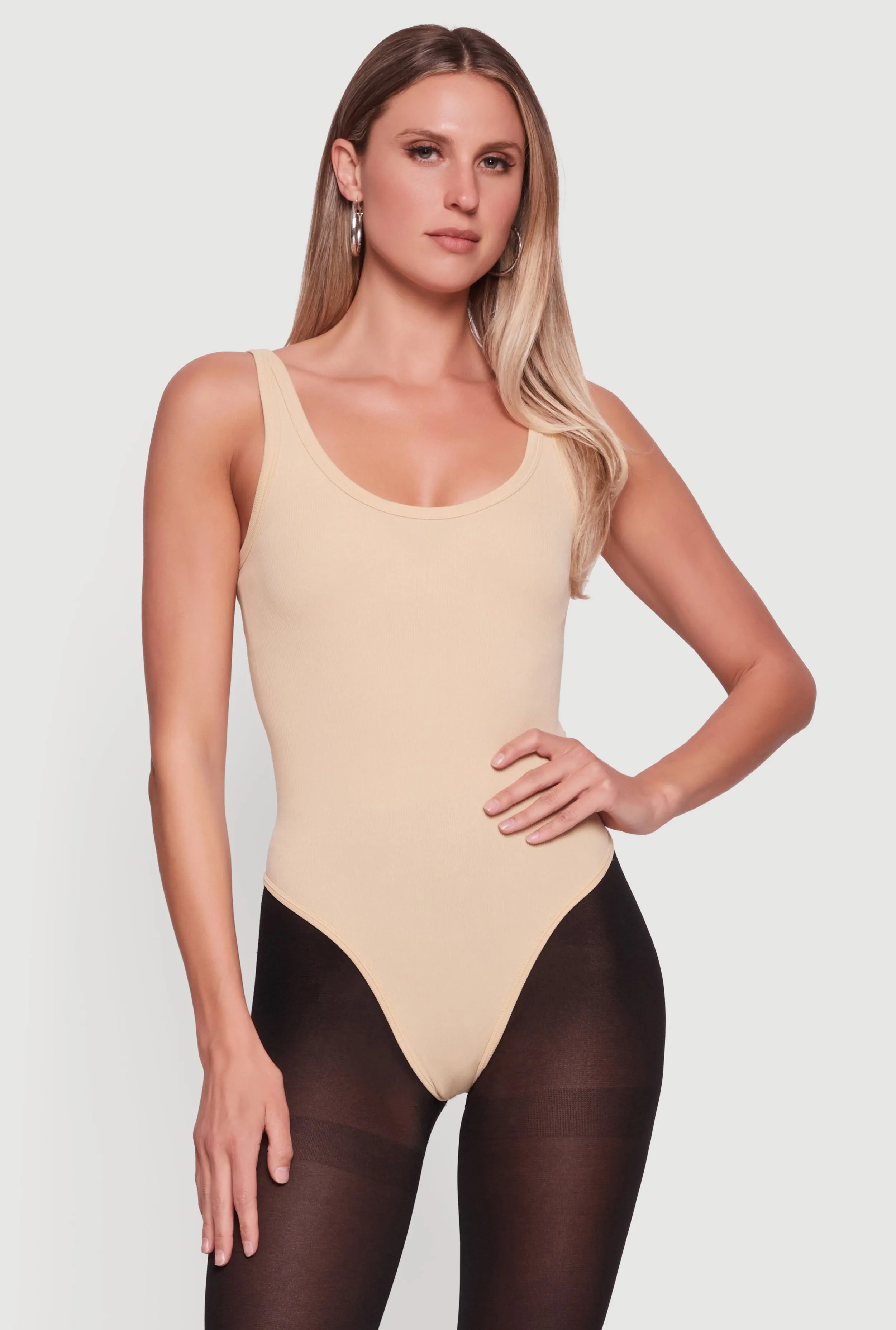 Ribbed Knit Scoop Neck Tank Bodysuit sold by Rainbow product image thumbnail 2