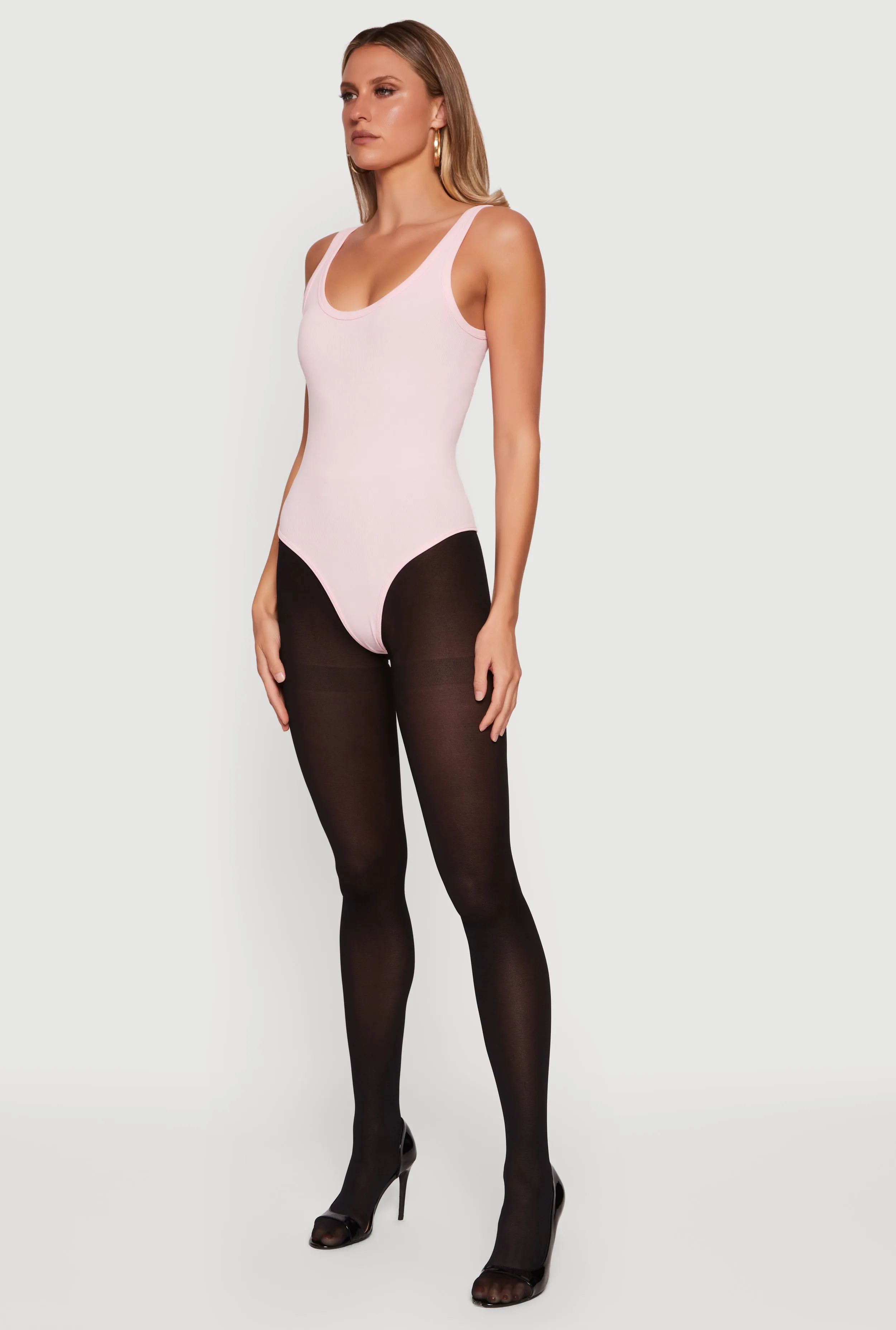 Ribbed Knit Scoop Neck Tank Bodysuit sold by Rainbow product image thumbnail 3