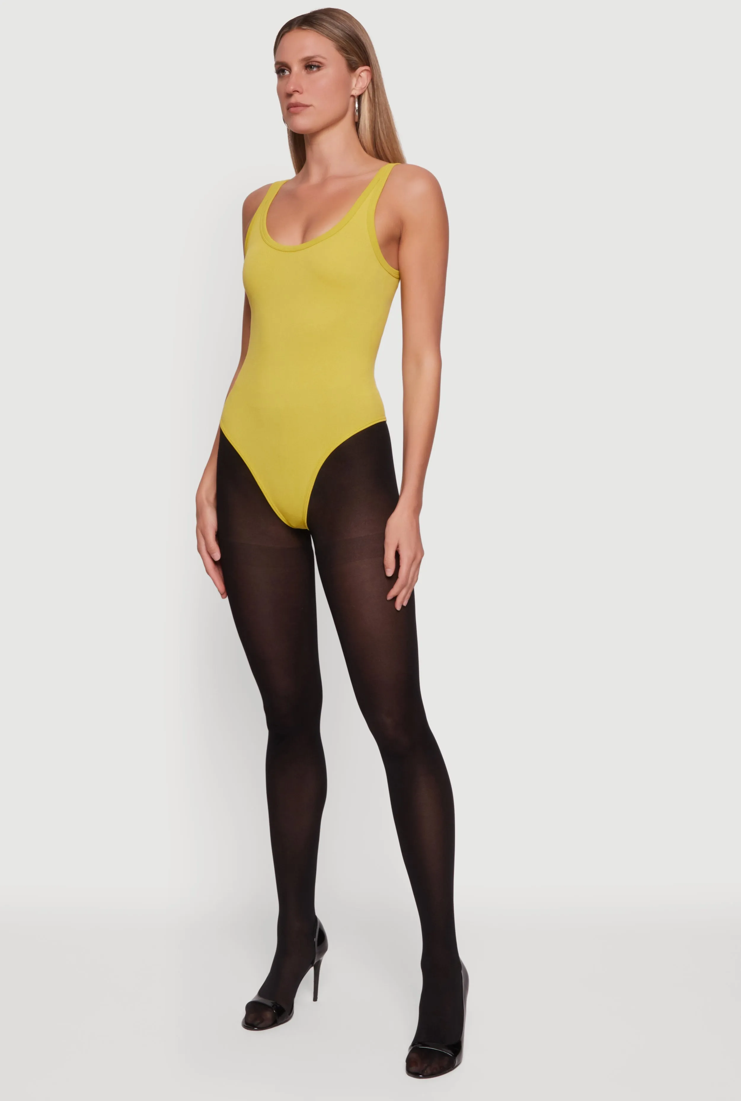 Ribbed Knit Scoop Neck Tank Bodysuit sold by Rainbow product image thumbnail 3