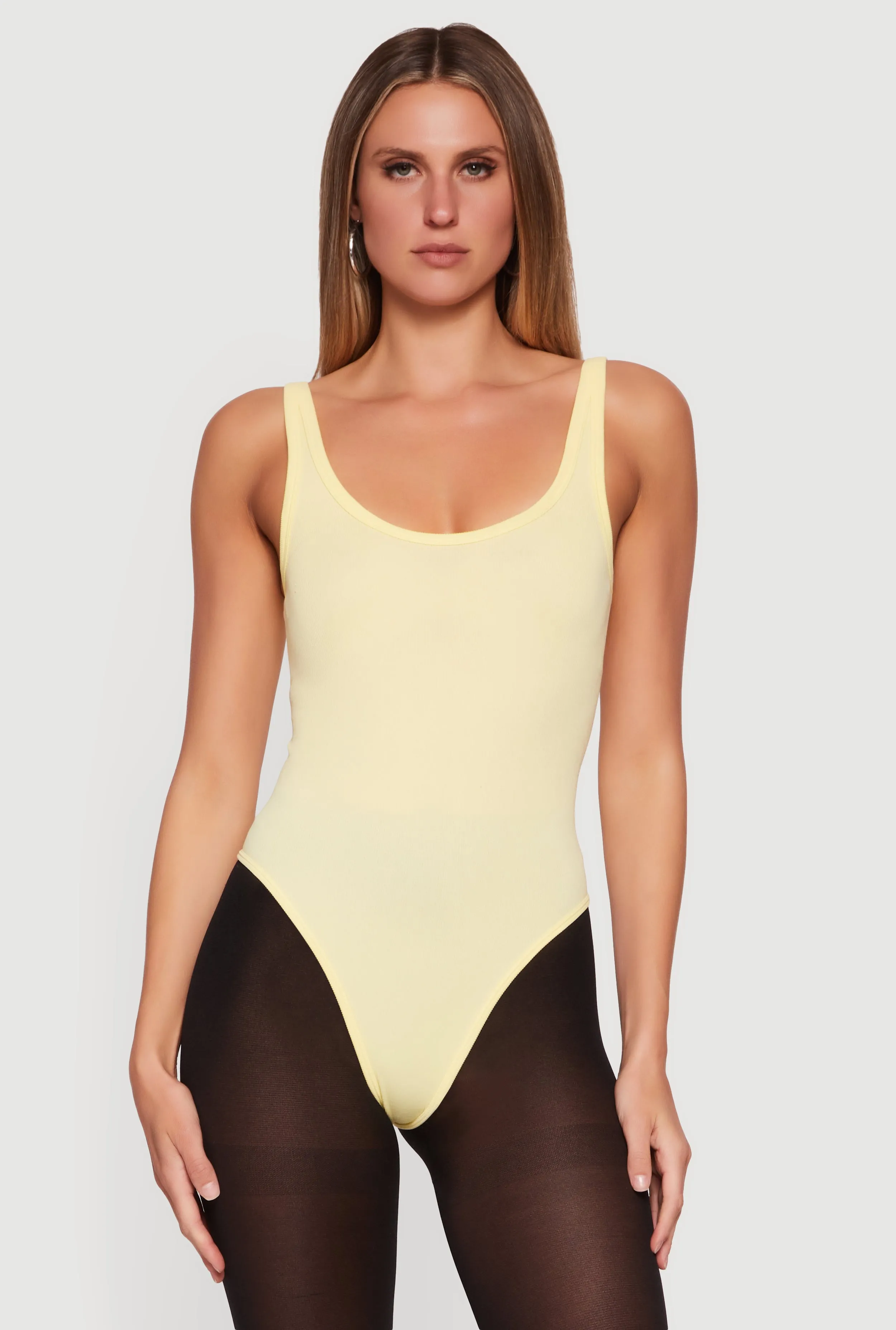 Ribbed Knit Scoop Neck Tank Bodysuit sold by Rainbow product image thumbnail 2