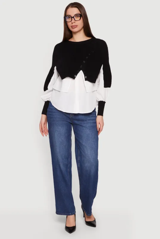 Asymmetrical Knit Layered Look Top made by Daisy