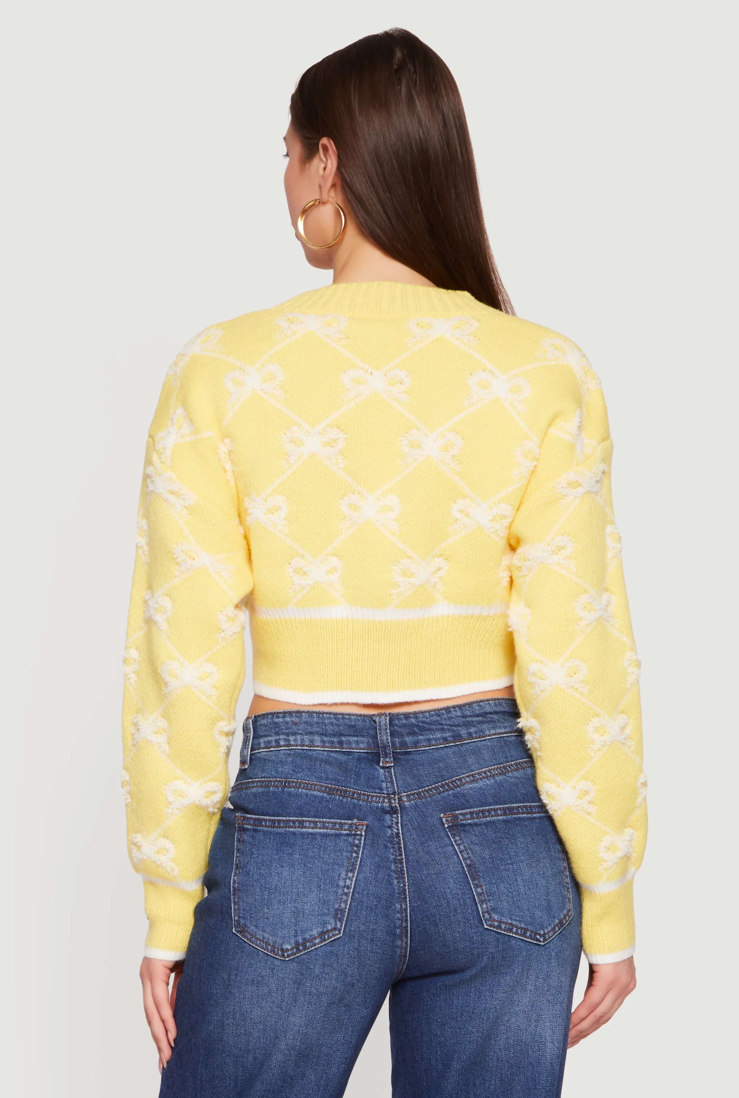 Bow Print Cropped Button Front Cardigan sold by Rainbow product image thumbnail 5