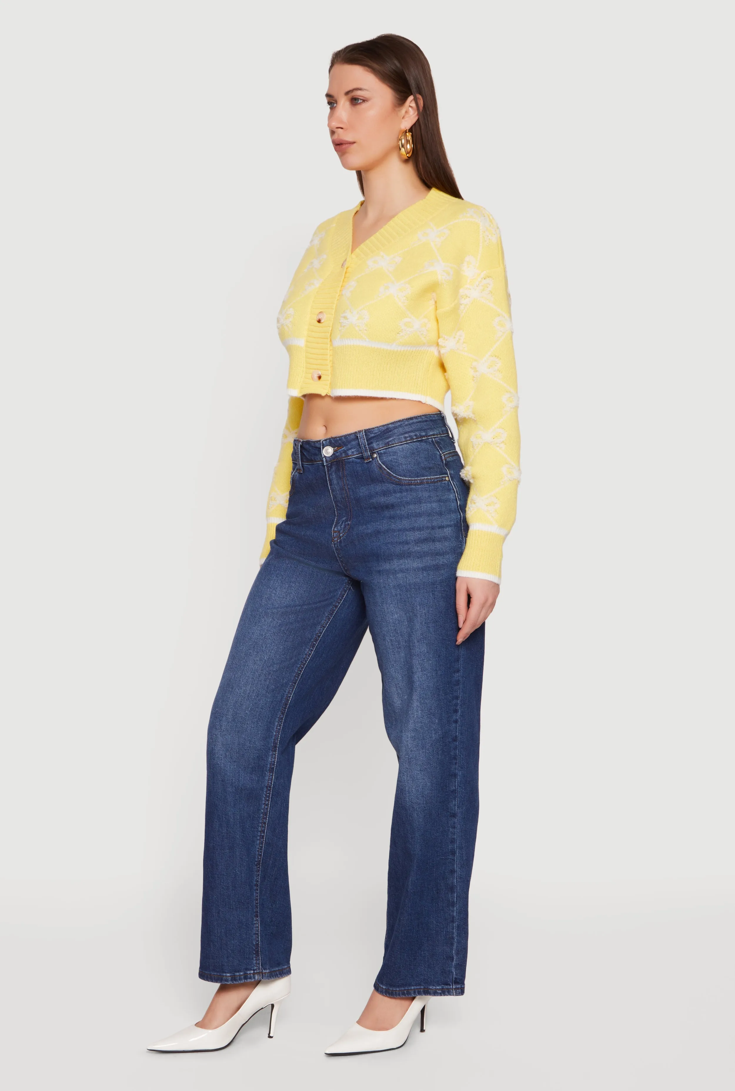 Bow Print Cropped Button Front Cardigan sold by Rainbow product image thumbnail 3