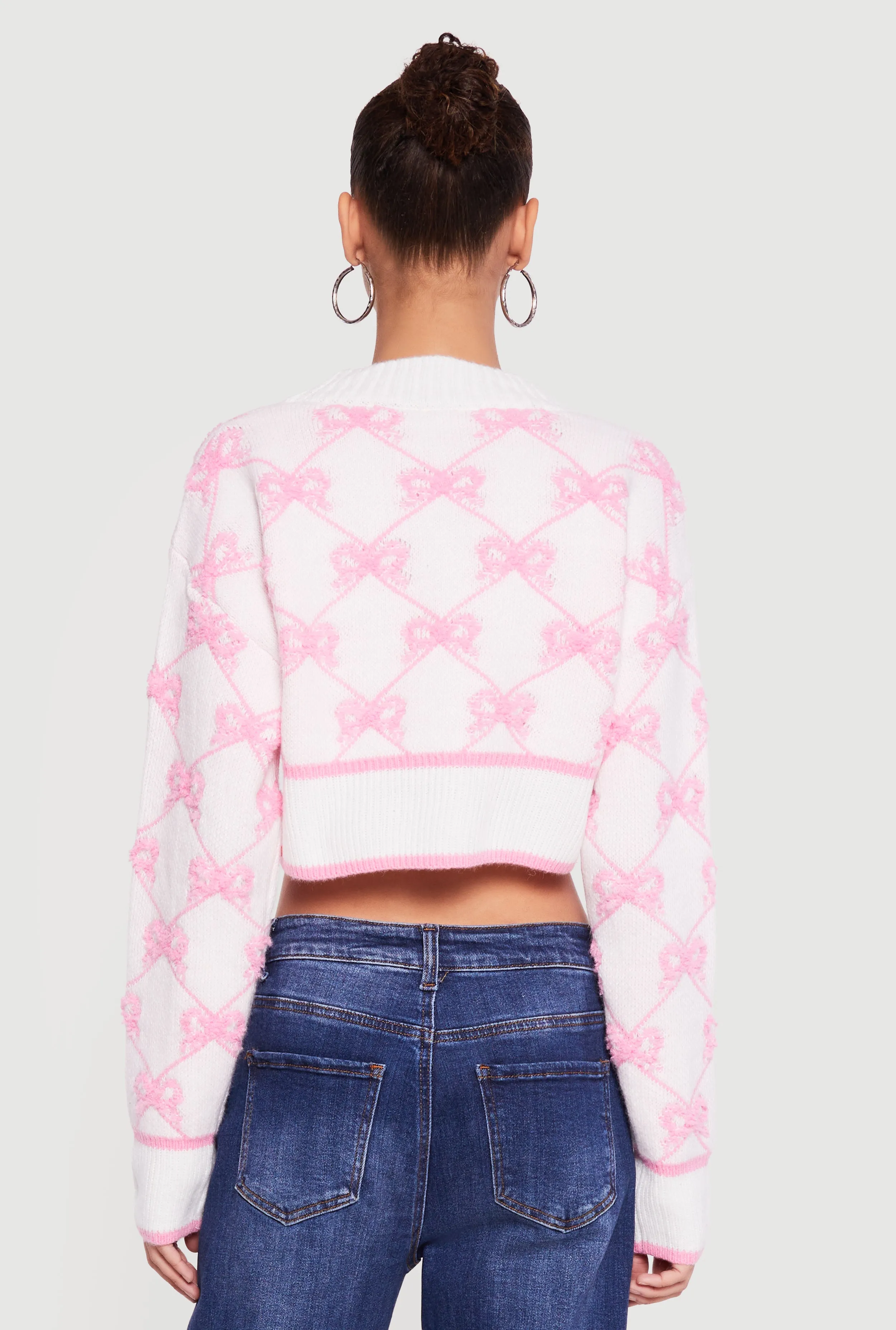 Bow Print Cropped Button Front Cardigan sold by Rainbow product image thumbnail 5