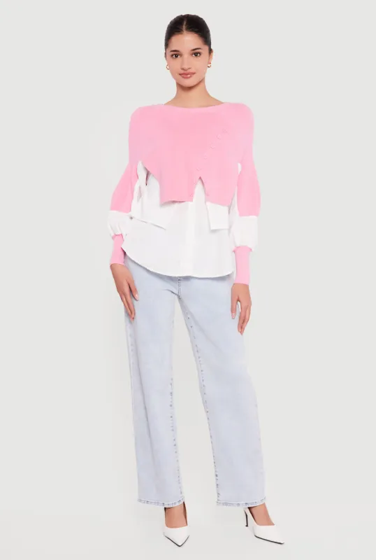 Asymmetrical Knit Layered Look Top made by Daisy