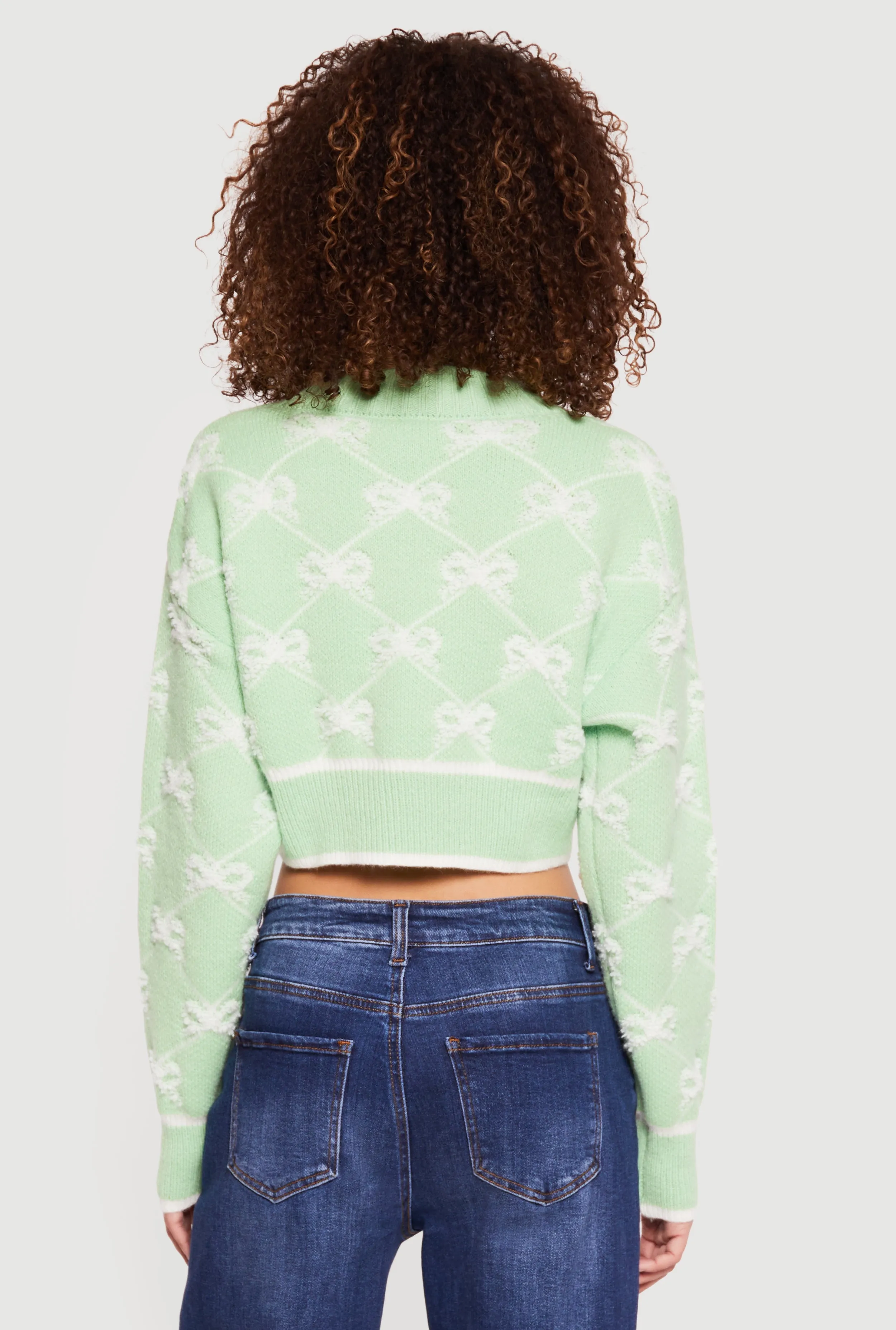 Bow Print Cropped Button Front Cardigan sold by Rainbow product image thumbnail 5