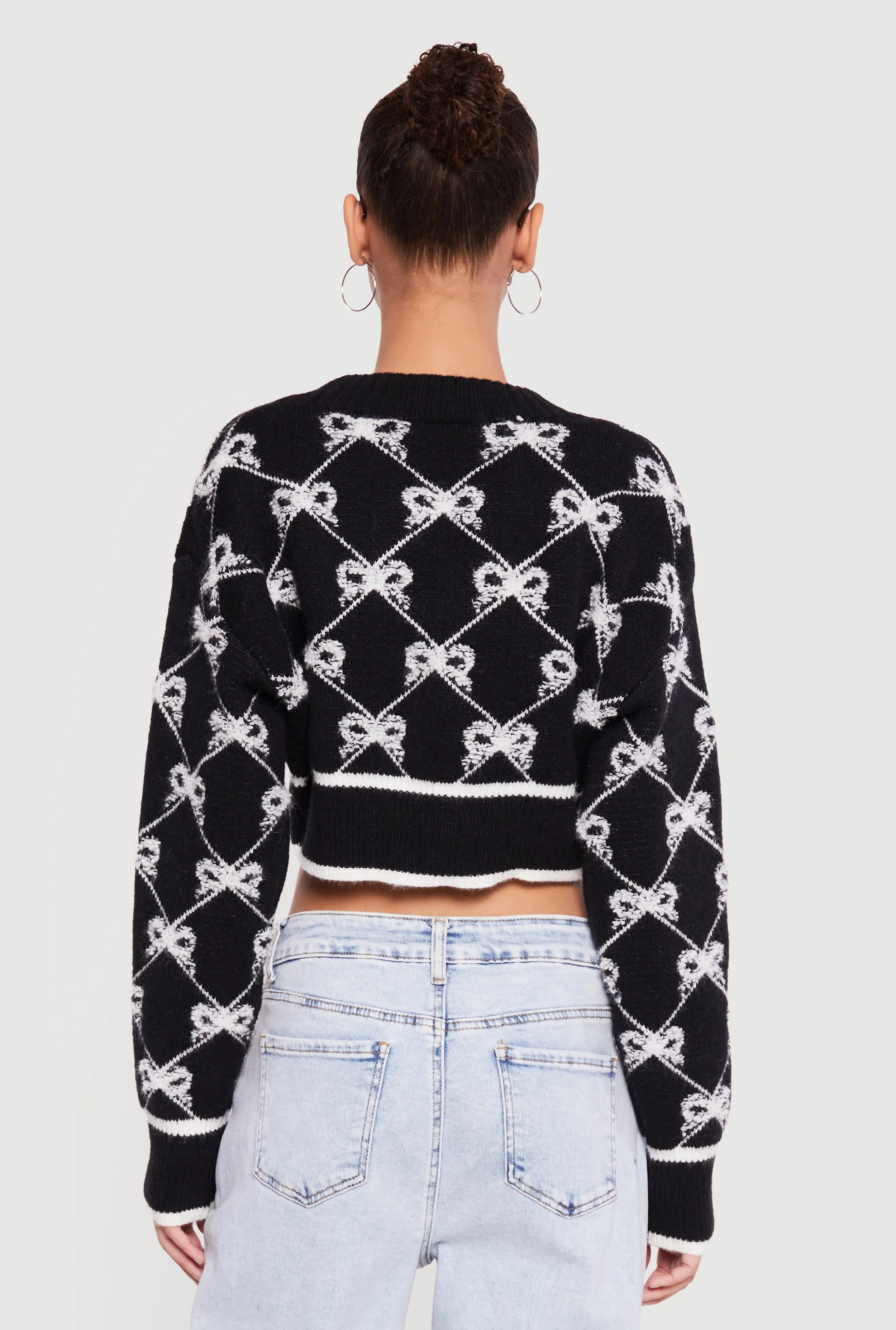 Bow Print Cropped Button Front Cardigan sold by Rainbow product image thumbnail 5