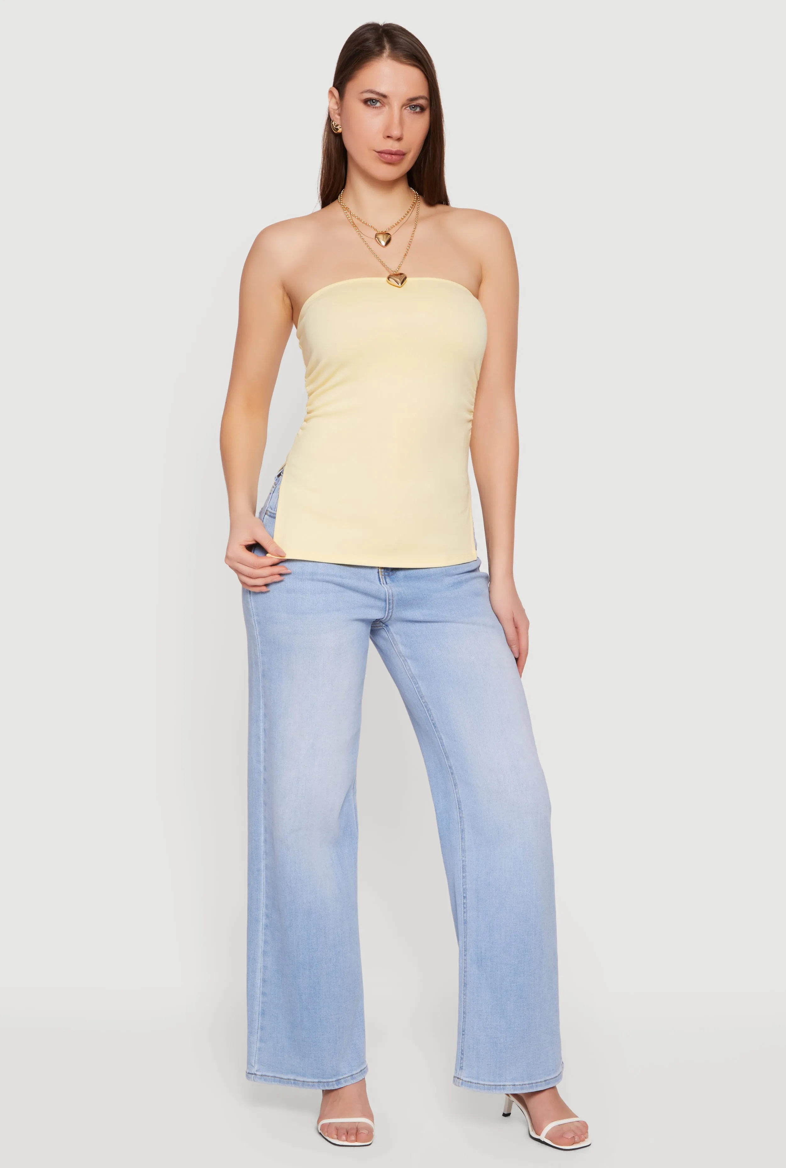 Side Ruched Split Hem Tube Top sold by Rainbow product image thumbnail 5