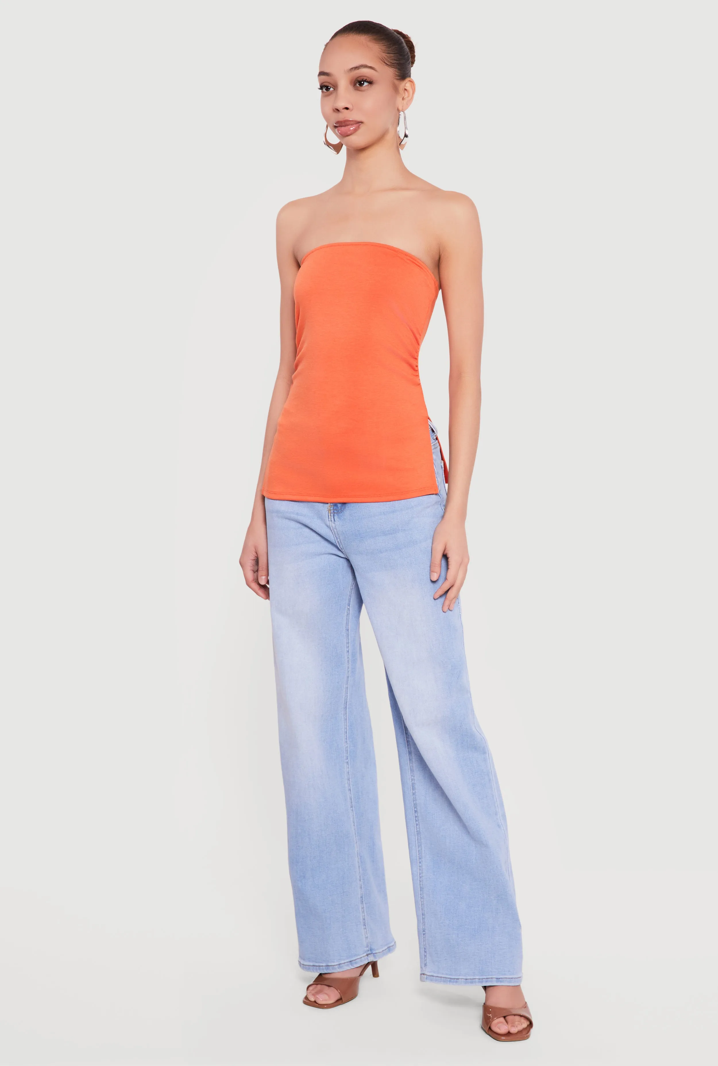 Side Ruched Split Hem Tube Top sold by Rainbow product image thumbnail 3