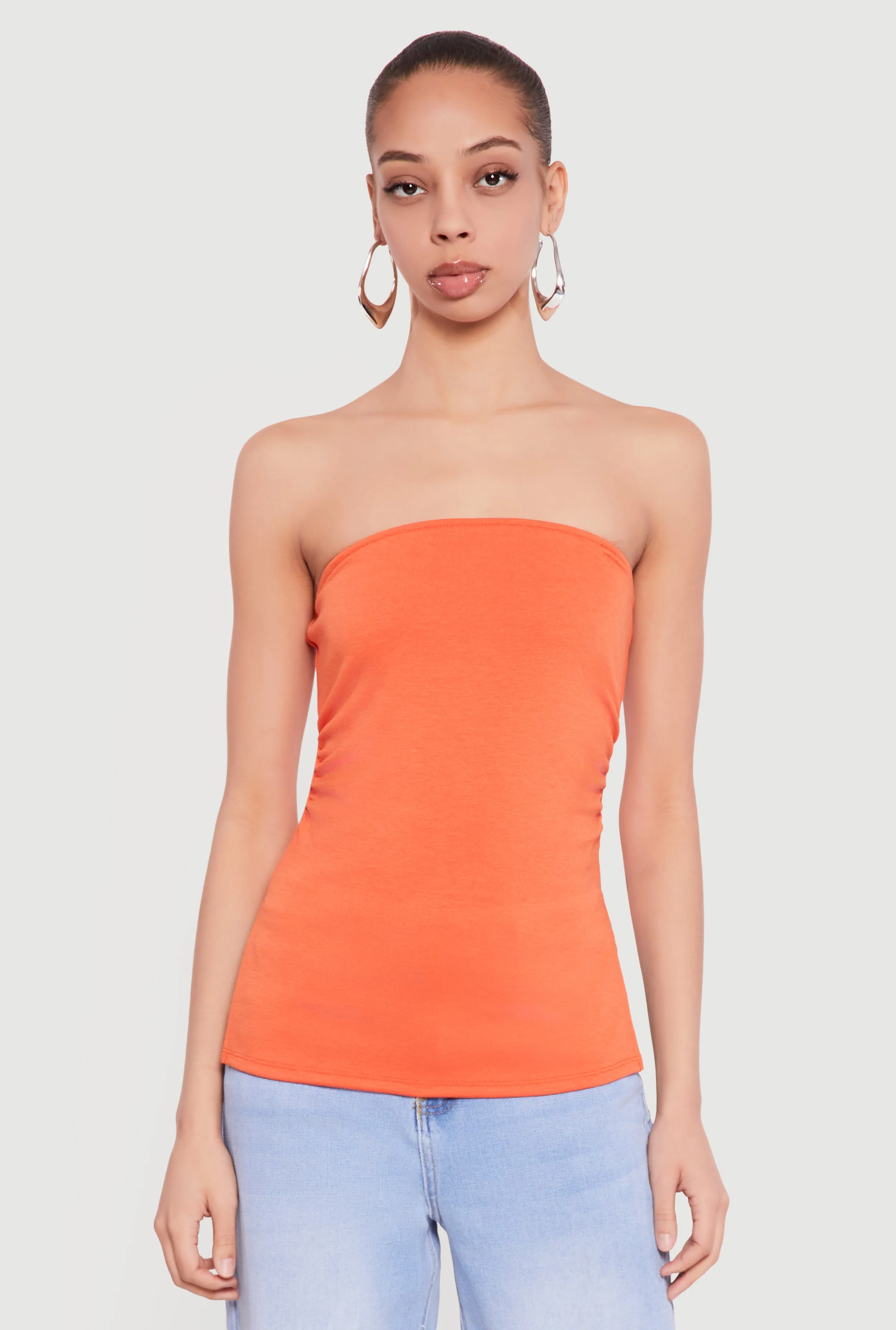 Side Ruched Split Hem Tube Top sold by Rainbow product image thumbnail 2