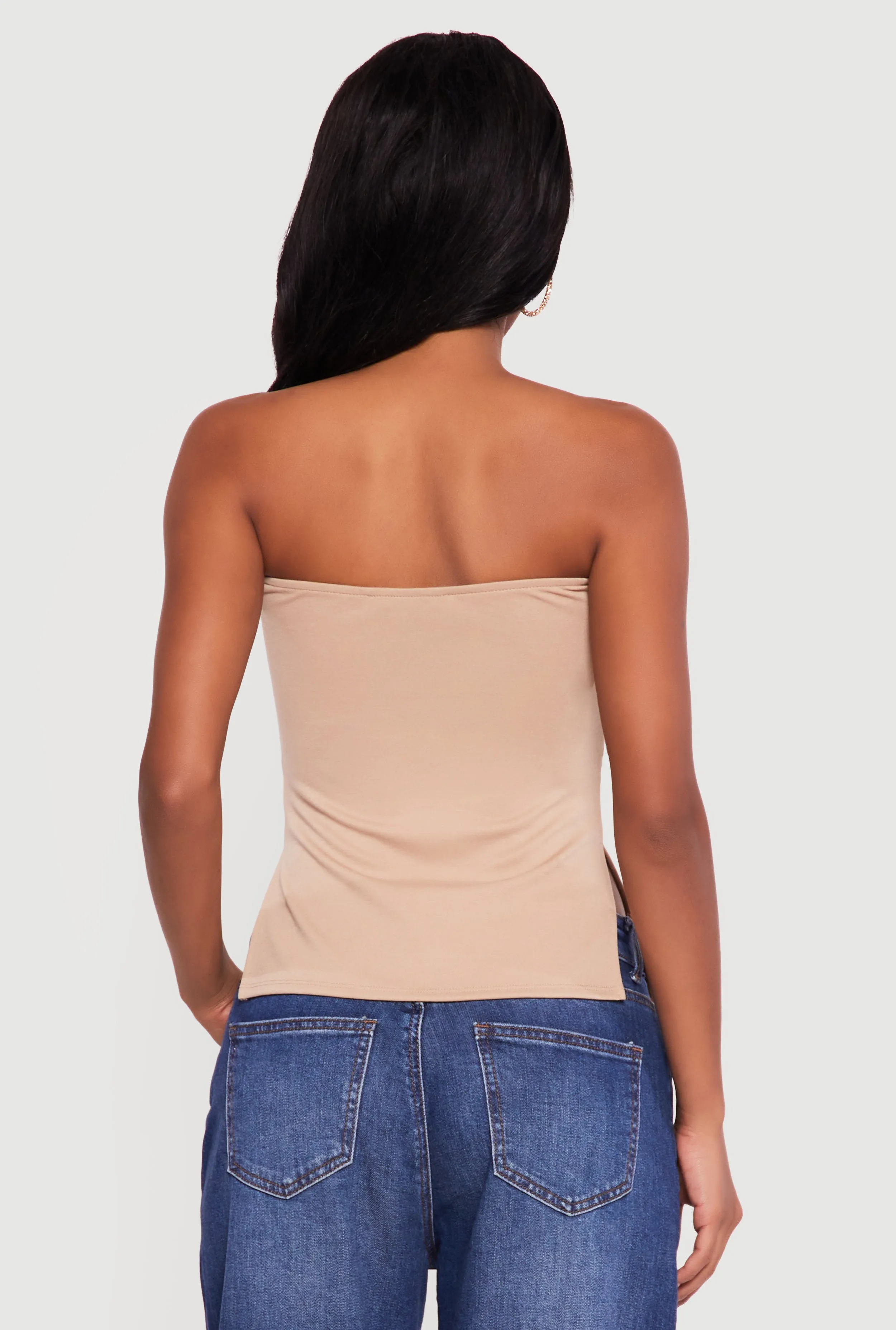 Side Ruched Split Hem Tube Top sold by Rainbow product image thumbnail 5