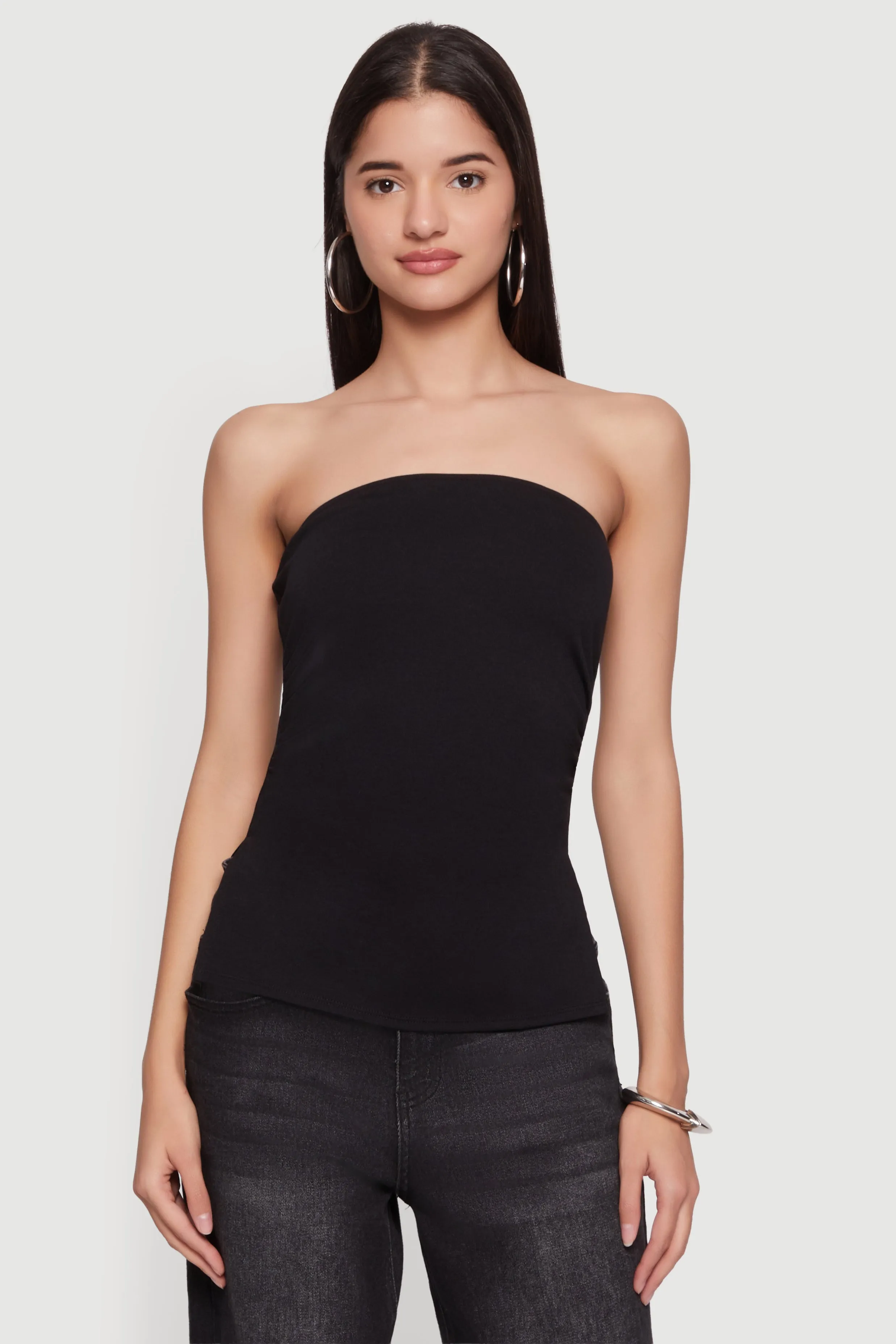 Side Ruched Split Hem Tube Top sold by Rainbow product image thumbnail 2